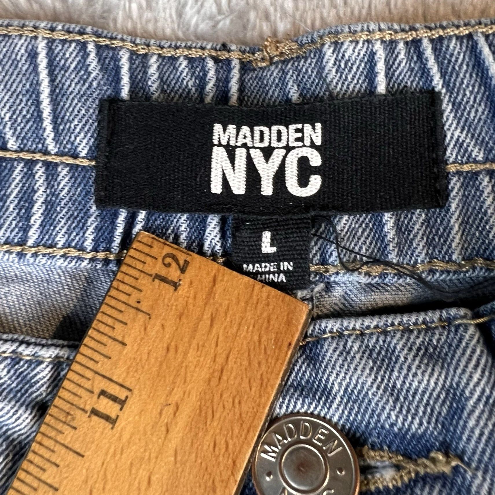 Vintage Madden NYC Jeans Womens L Blue Elastic Waist Wide Leg Skater Grunge Size 36" / US 14 / IT 50 - 5 Thumbnail