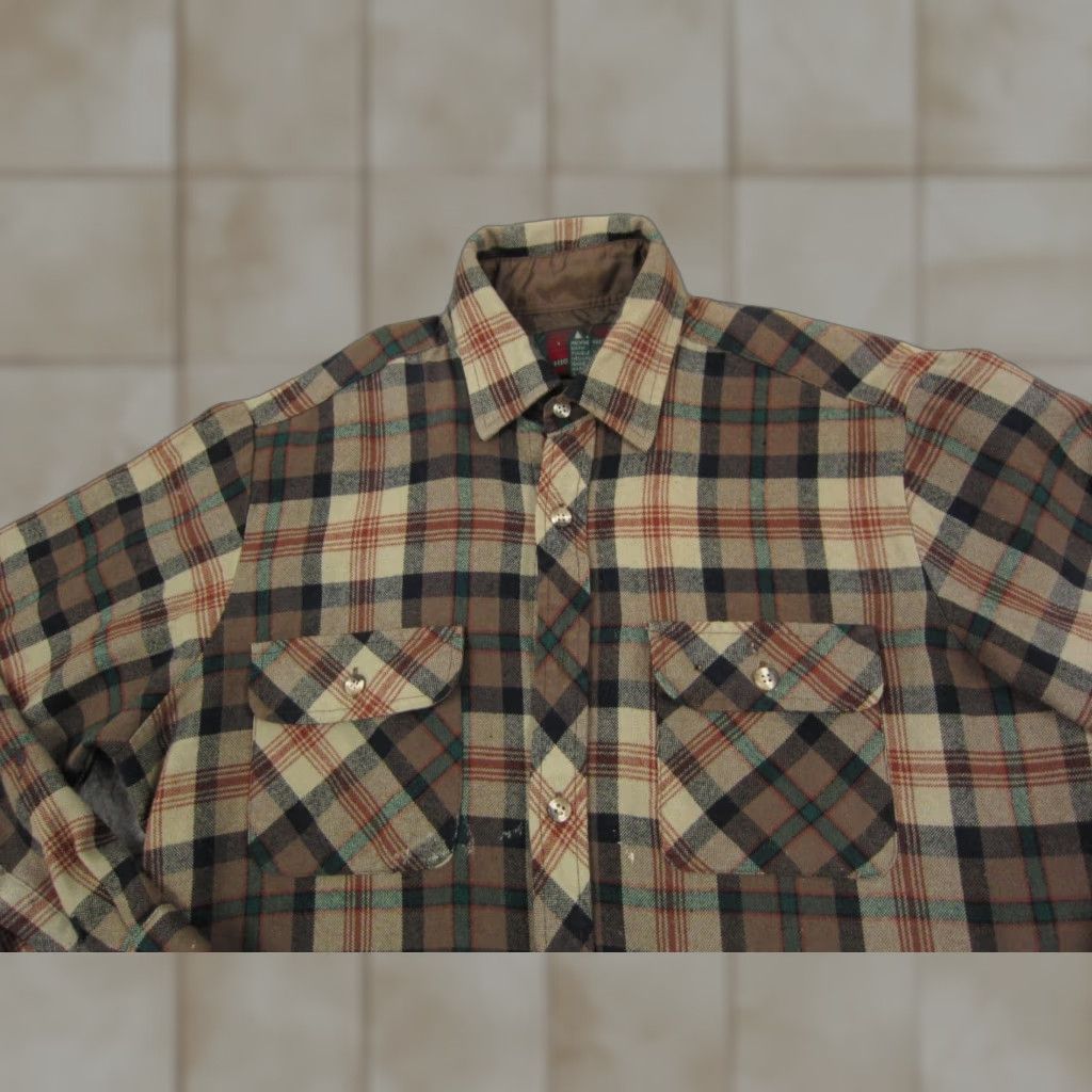 Thrasher Vintage Mervyns Shirt Mens M Brown Flannel Knit Casual 80s Cobain Button-Up Collared Long Sleeve Plaid Size US M / EU 48-50 / 2 - 1 Thumbnail