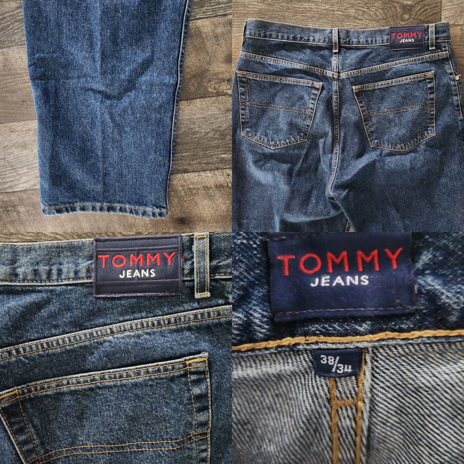 Tommy Hilfiger VINTAGE Tommy Hilfiger Jeans 38 x 34 Denim 90s Logo Hip Hop Straight Baggy Mens Size 38 Blue Size US 38 / EU 54 - 8 Thumbnail