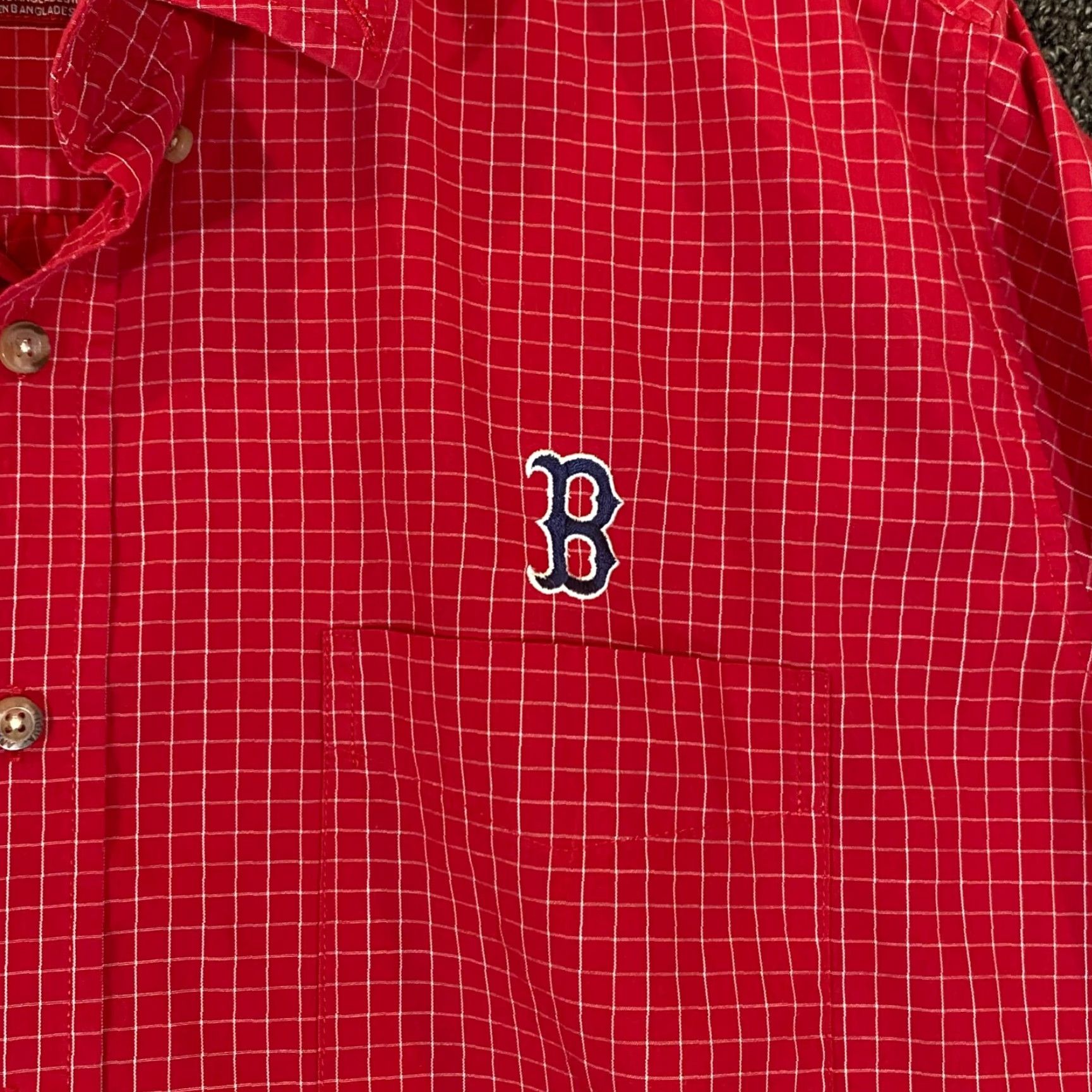 MLB Boston Red Sox Shirt Mens Medium Red Plaid Button Up MLB Baseball Outdoors L/S Size US M / EU 48-50 / 2 - 3 Thumbnail