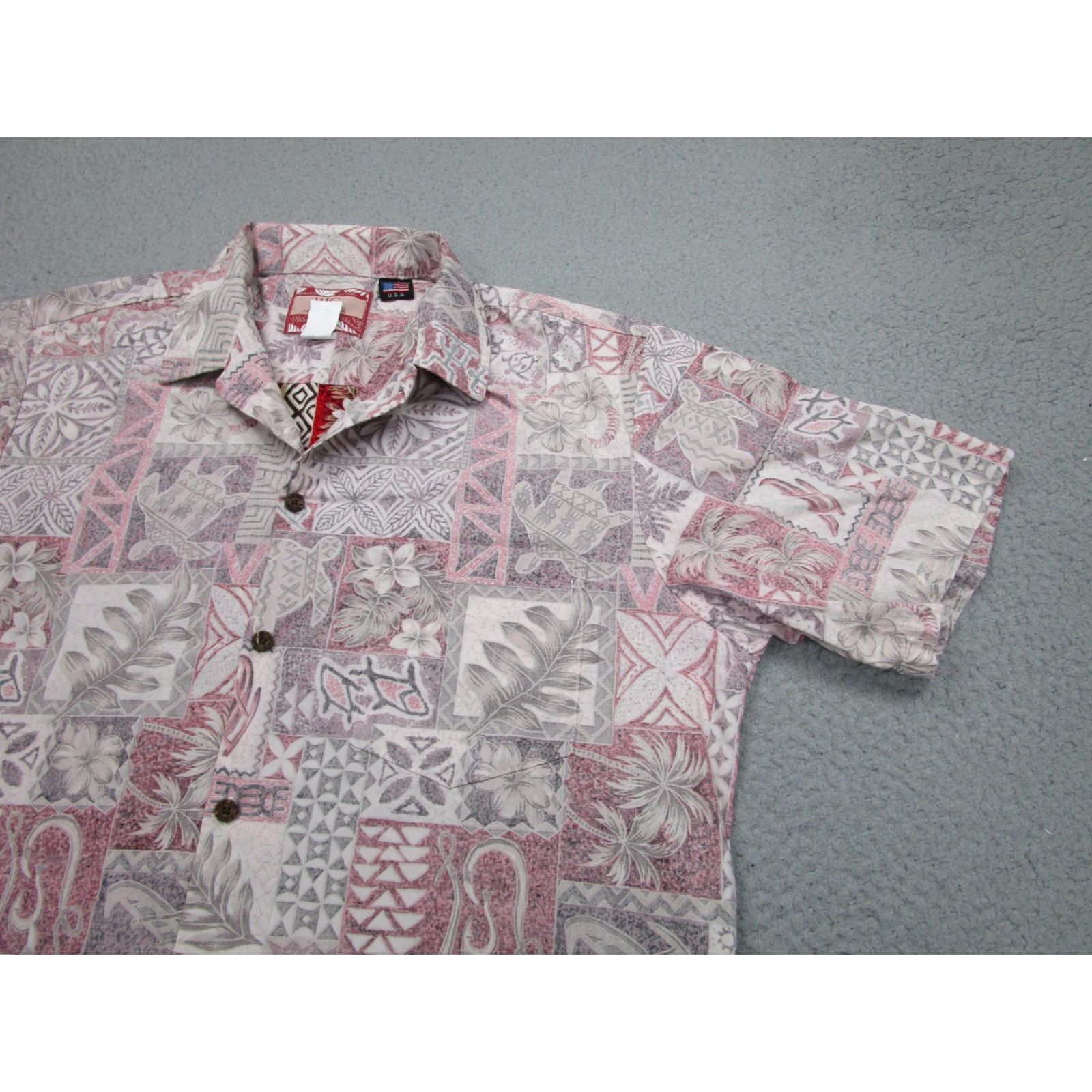 Vintage RJC Hawaiian Shirt Mens Large red Aloha Button Front 100% Cotton Made In USA Size US L / EU 52-54 / 3 - 2 Thumbnail