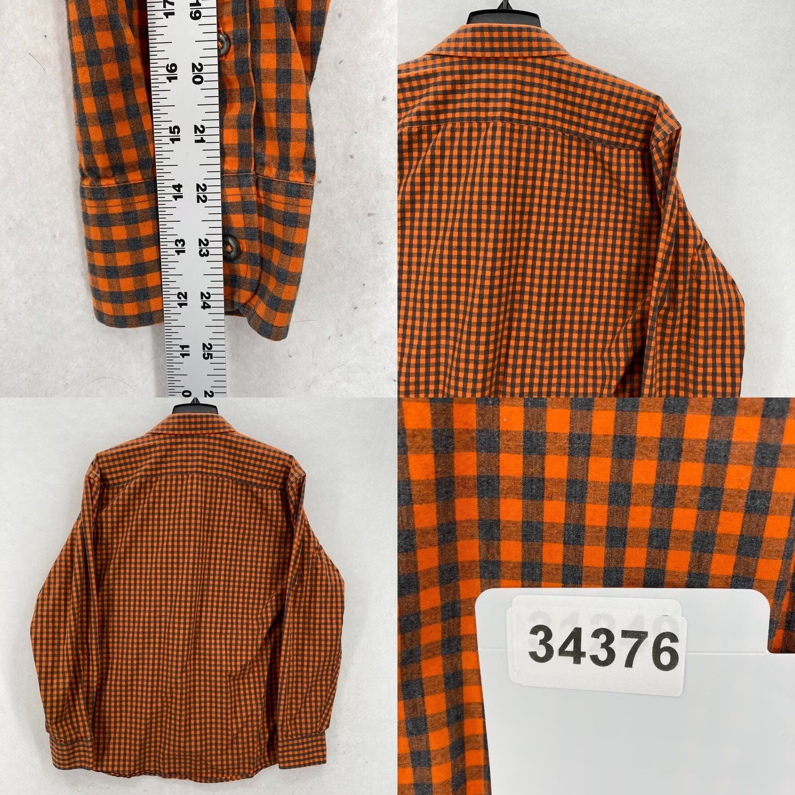 UNTUCKit UNTUCKit Flannel Shirt Mens 2XL Regular Fit Orange Gray Gingham Plaid Camp Shirt Size US XXL / EU 58 / 5 - 8 Thumbnail