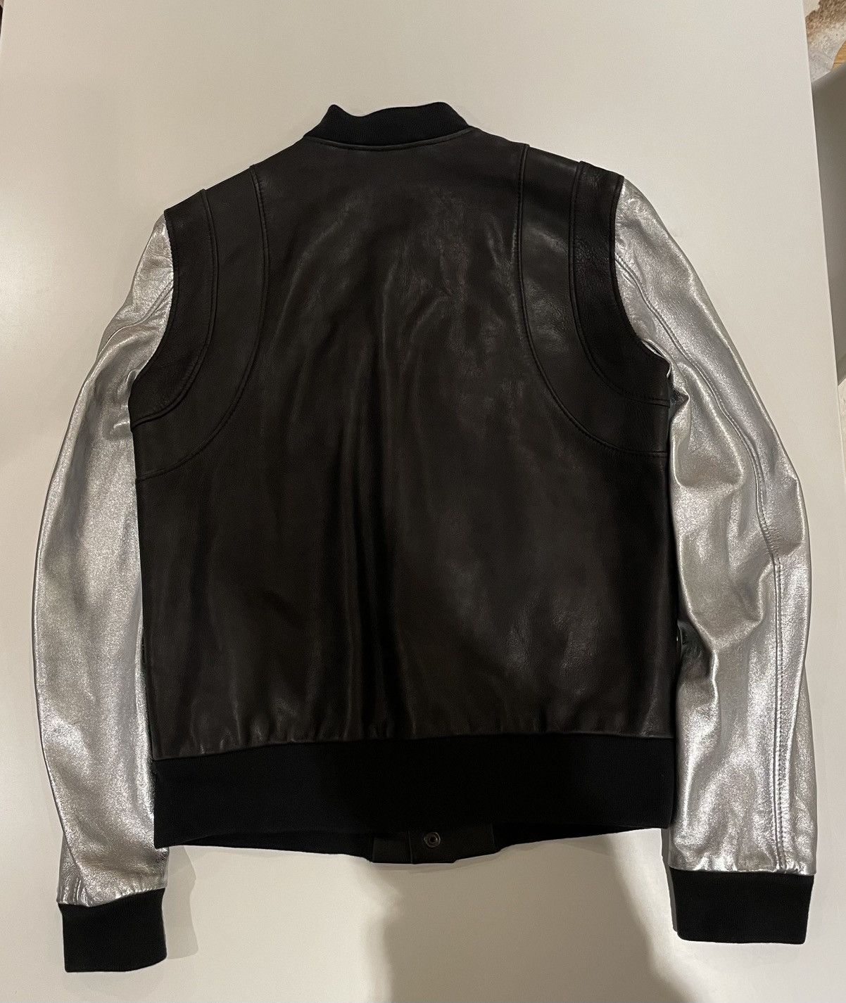 Balmain Black/Silver Teddy Leather Jacket Size 48FR