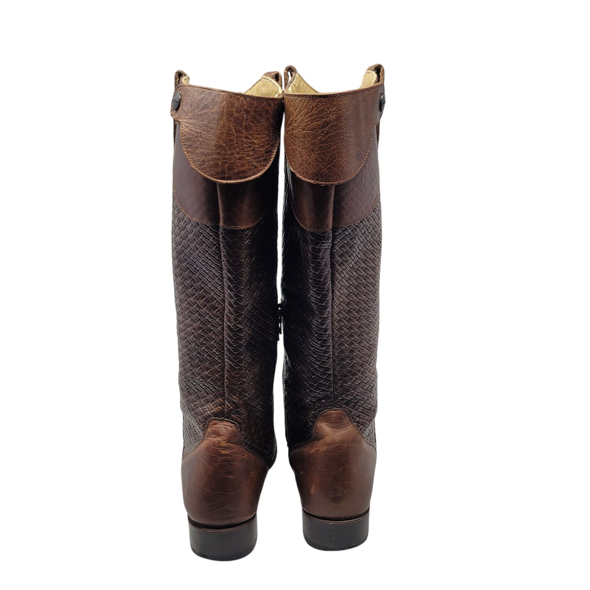 Stetson Vtg Stetson Knee-High Brown Woven Leather Equestrian Boots S Size US 8.5 / IT 38.5 - 12 Thumbnail