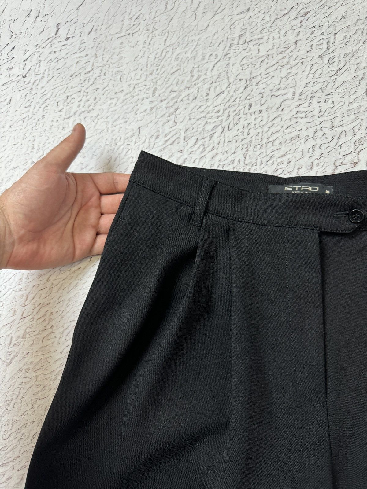 Etro Etro black wool wide classic dress pants made in Italy Size 27" / US 4 / IT 40 - 6 Thumbnail