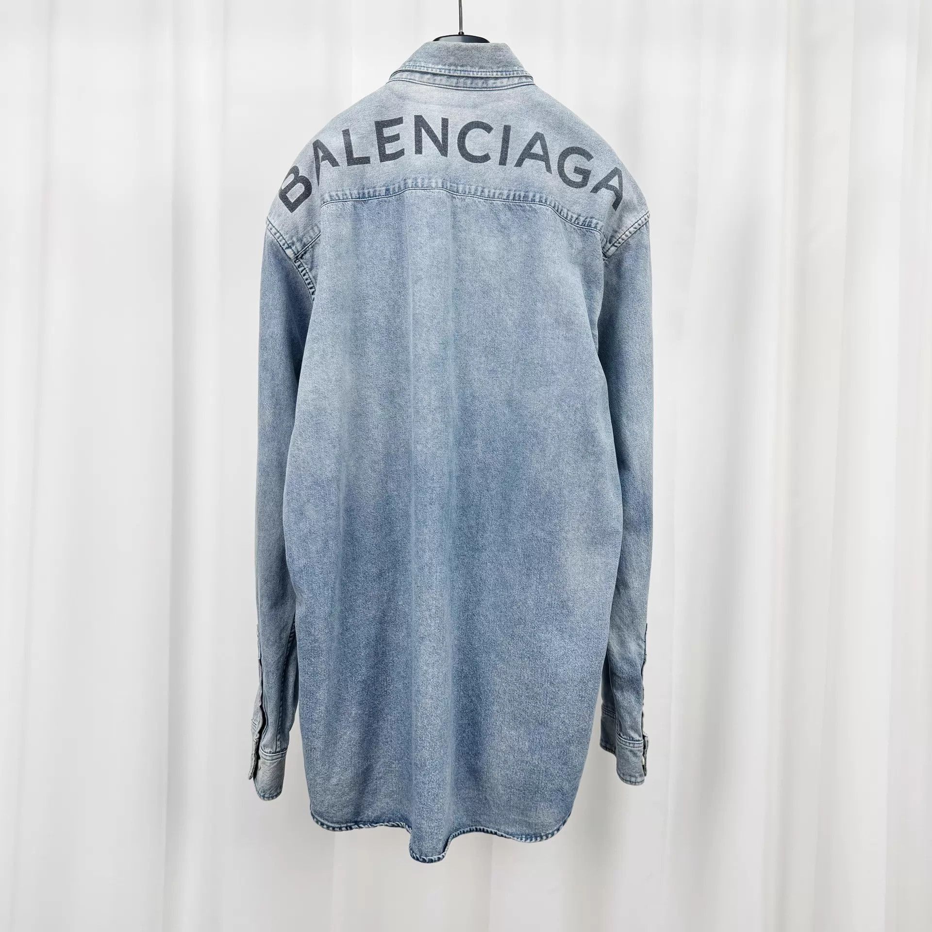 Balenciaga Blue Denim Long Sleeve Button-Up Shirt Size US S / EU 44-46 / 1 - 1 Thumbnail