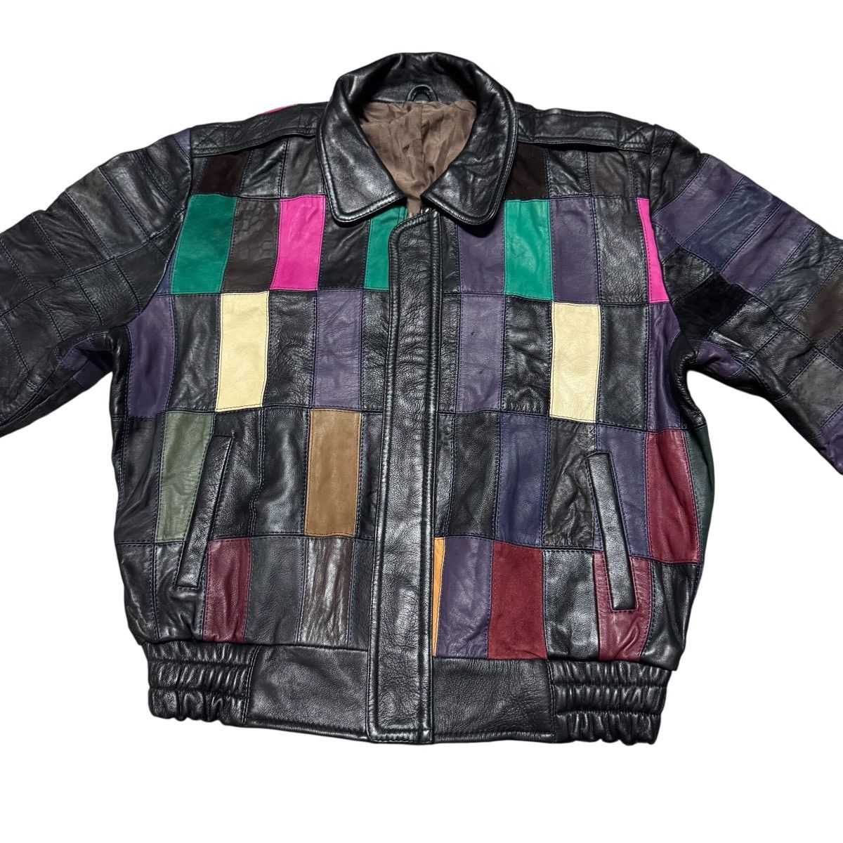 Leather Vintage Genuine Leather Patchwork Jacket Multi Colour Size US XS / EU 42 / 0 - 8 Thumbnail