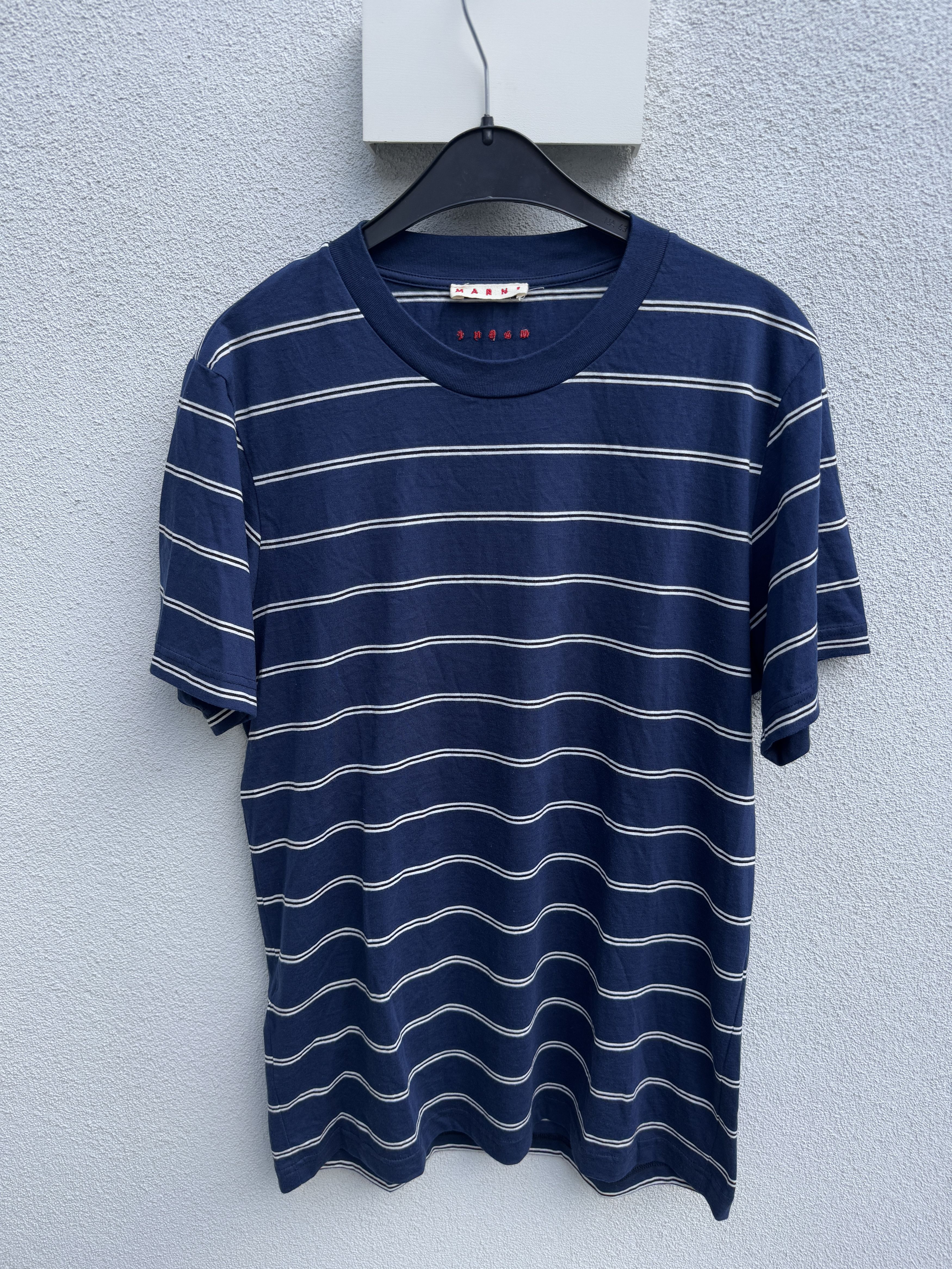 Marni MARNI Striped Cotton Jersey Blue Beige Ecru T-shirt IT 48 M Size US M / EU 48-50 / 2 - 1 Thumbnail