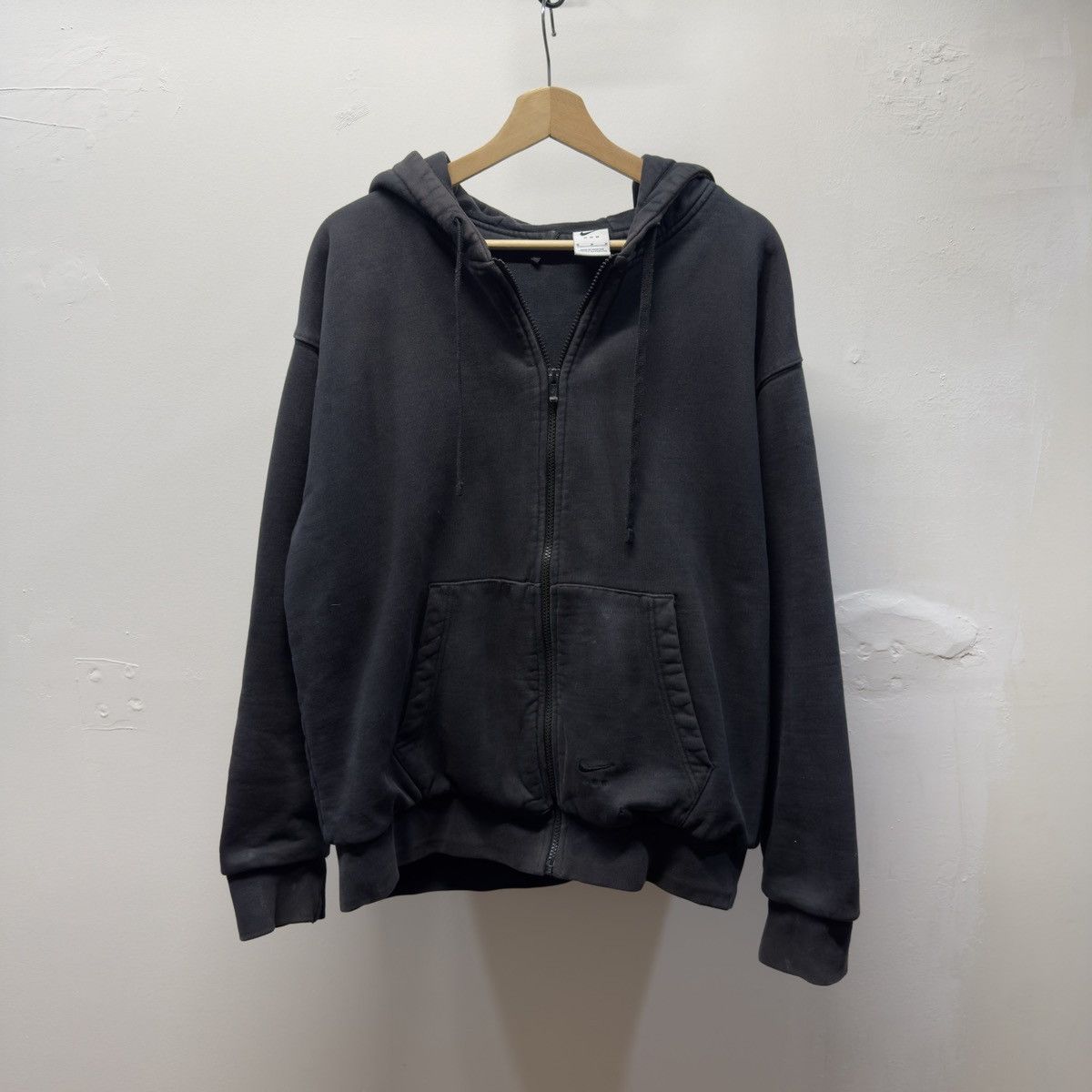 Nike MMW Black Double Face Zip Up Hoodie Faded