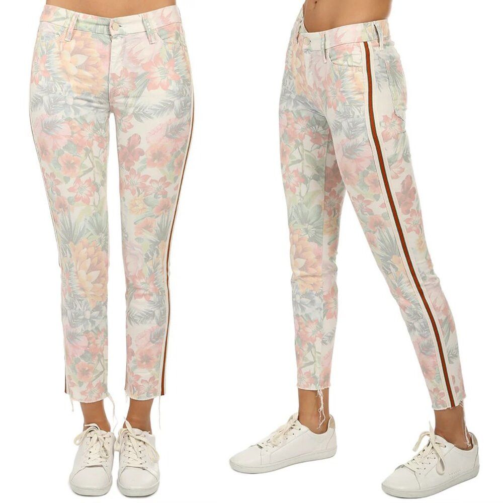 MOTHER MOTHER The Looker Ankle Fray Floral Racer Jeans Size 25 Size 25" / US 0 / IT 36 - 1 Thumbnail