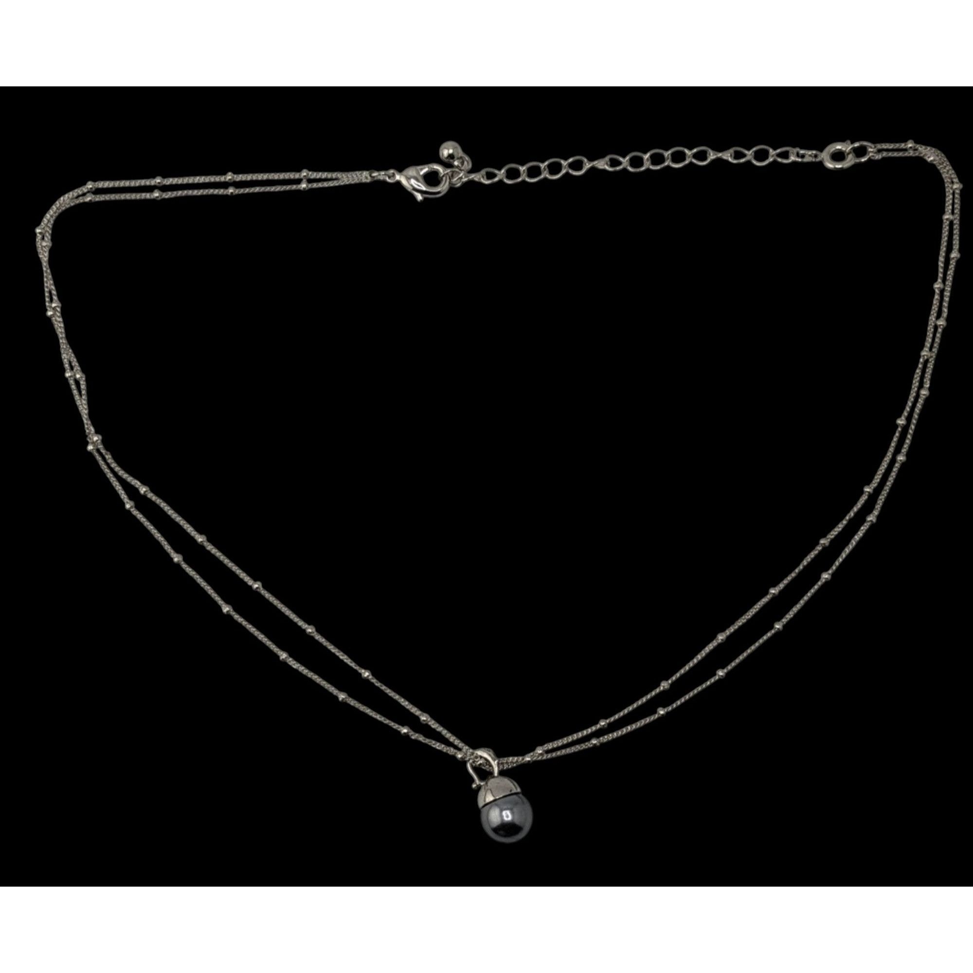 Other Minimalist Dainty Silver Tone Double-Strand Necklace With Si Size ONE SIZE - 2 Thumbnail