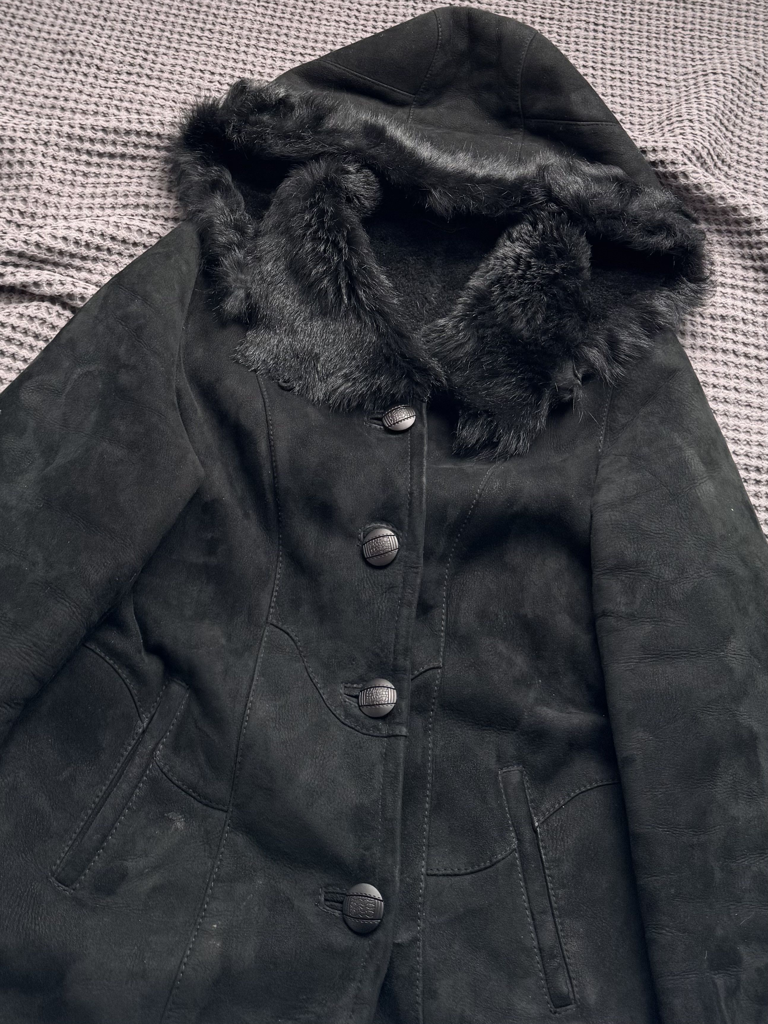 Vintage Vintage Genuine Shearling Sheepskin Coat Black Hooded Jacket Size L / US 10 / IT 46 - 6 Thumbnail