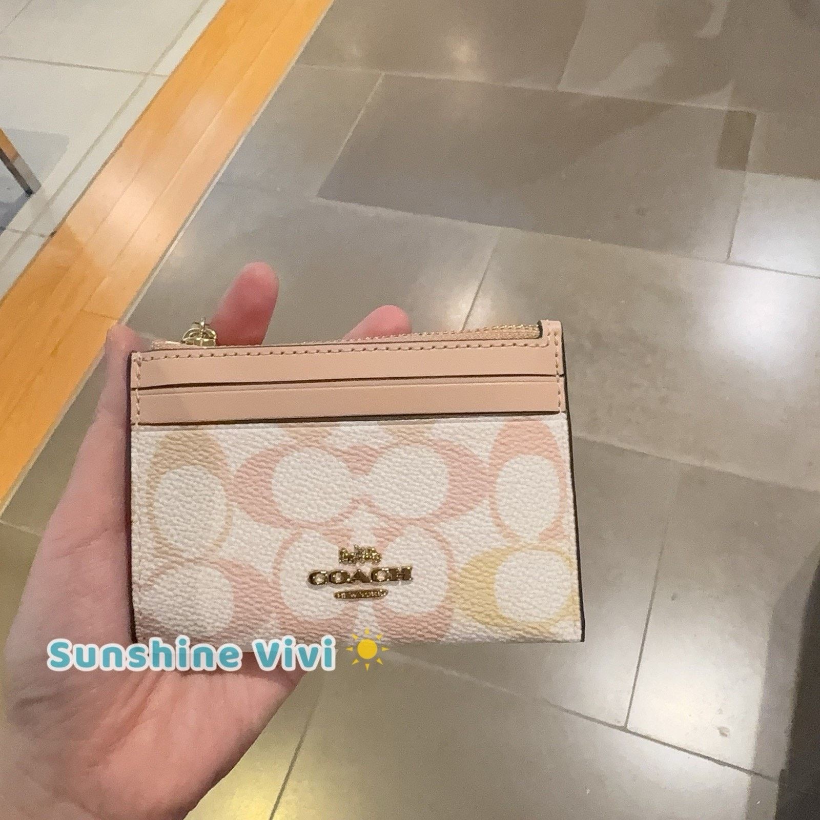 Coach NWT Coach Mini Skinny Id Case Pretty Gold/Chalk/Pink CEC49 Size ONE SIZE - 2 Thumbnail