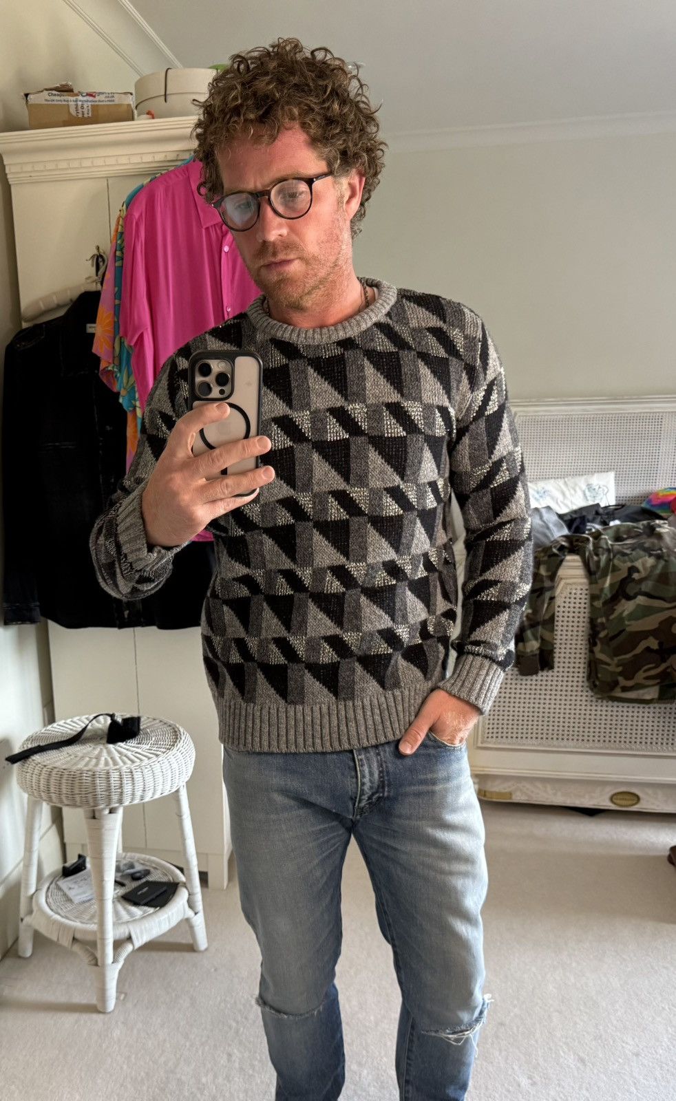Saint Laurent Paris FW15 Grail Saint Laurent geometric metallic sweater Hedi XL Size US XL / EU 56 / 4 - 3 Thumbnail