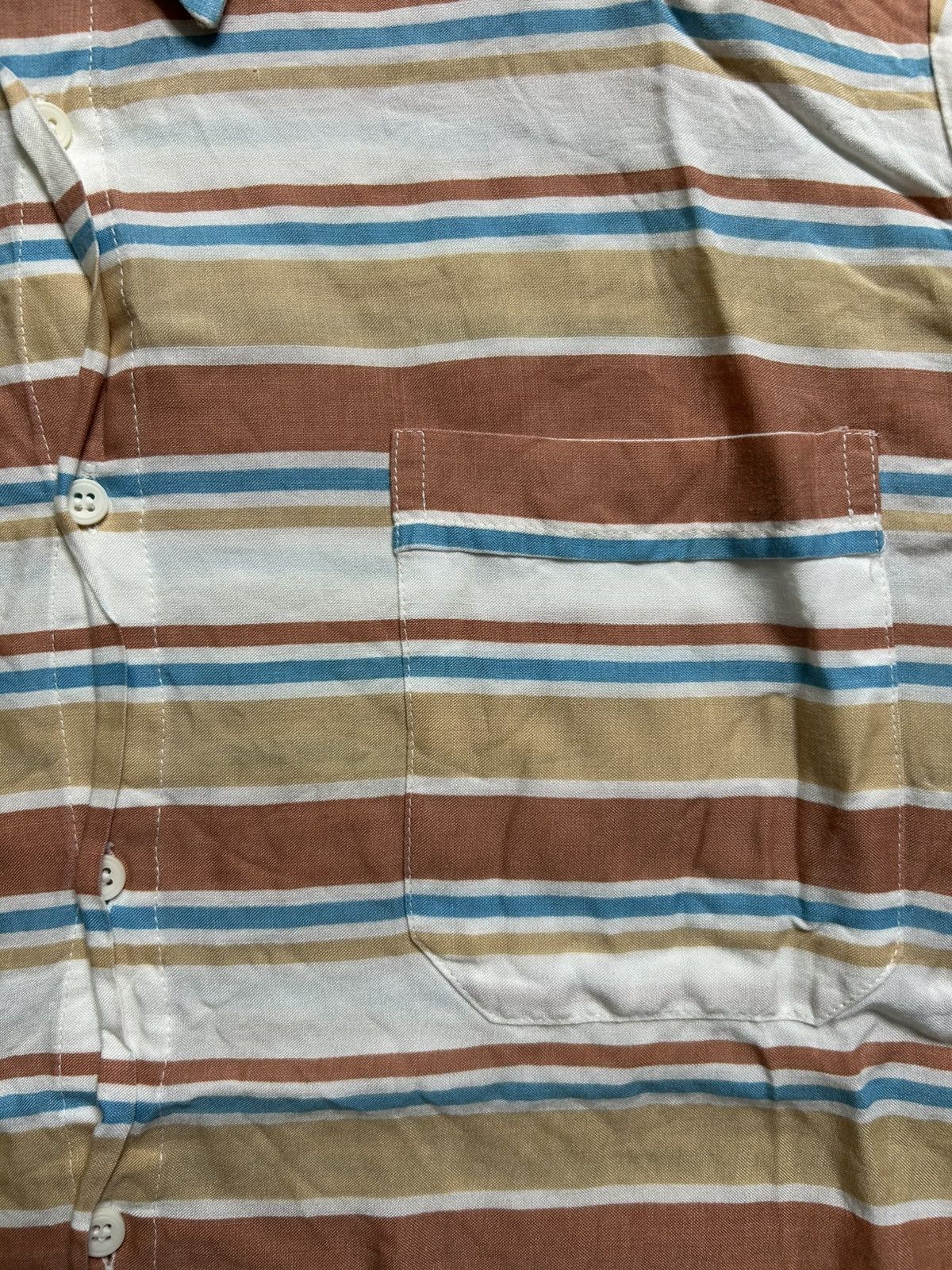 Vintage Vintage 70 Charlie Striped Rayon Short Sleeve Button Up Size US M / EU 48-50 / 2 - 3 Thumbnail