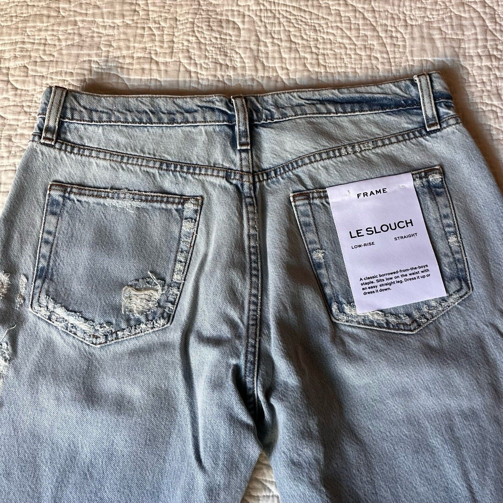 Frame FRAME Denim Le Slouch Distressed Button Fly Light Wash Jeans Size 29" - 8 Thumbnail