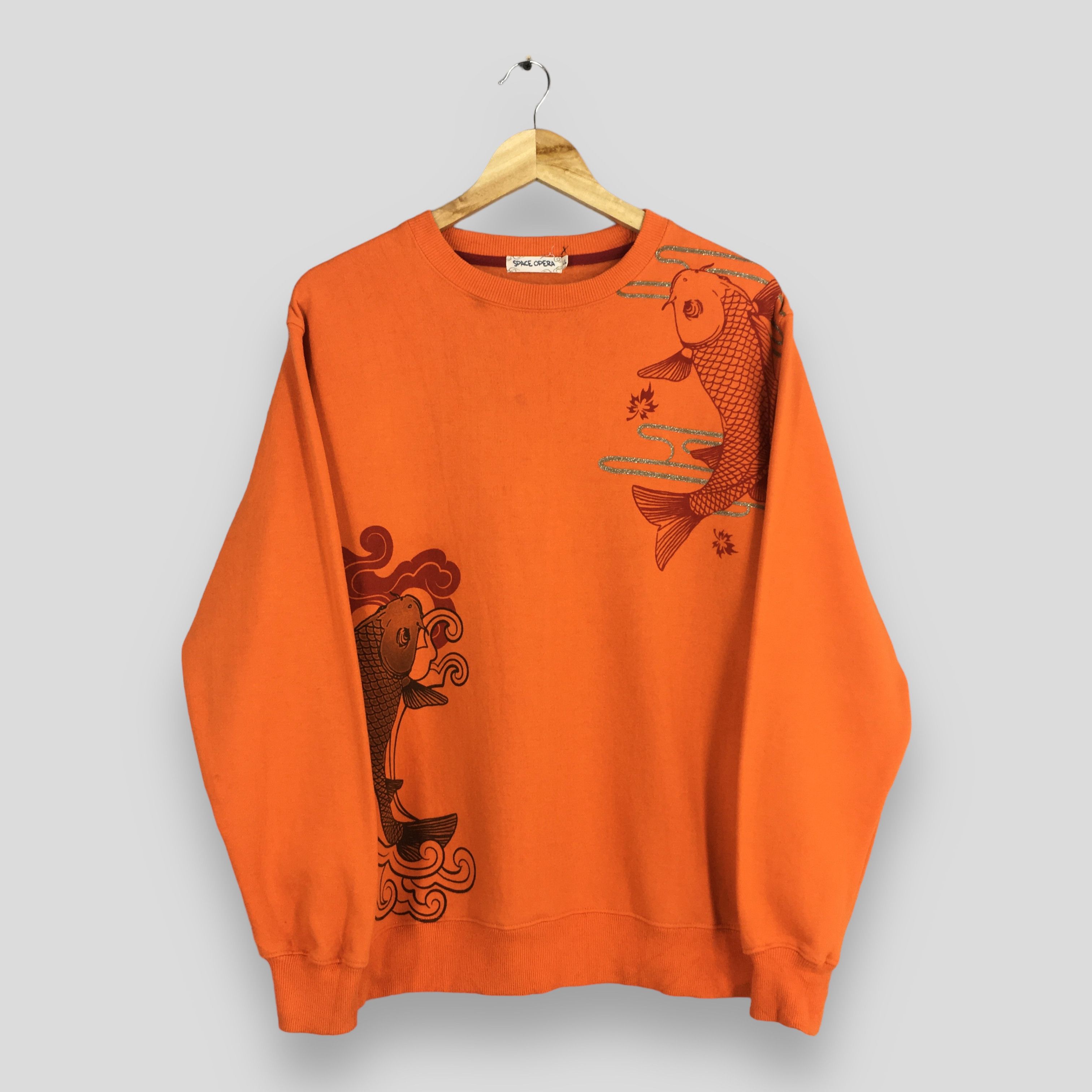 Japanese Brand × Vintage Vintage Fish Koi Sukajan Japan Orange Sweatshirt Large Size US L / EU 52-54 / 3 - 1 Thumbnail
