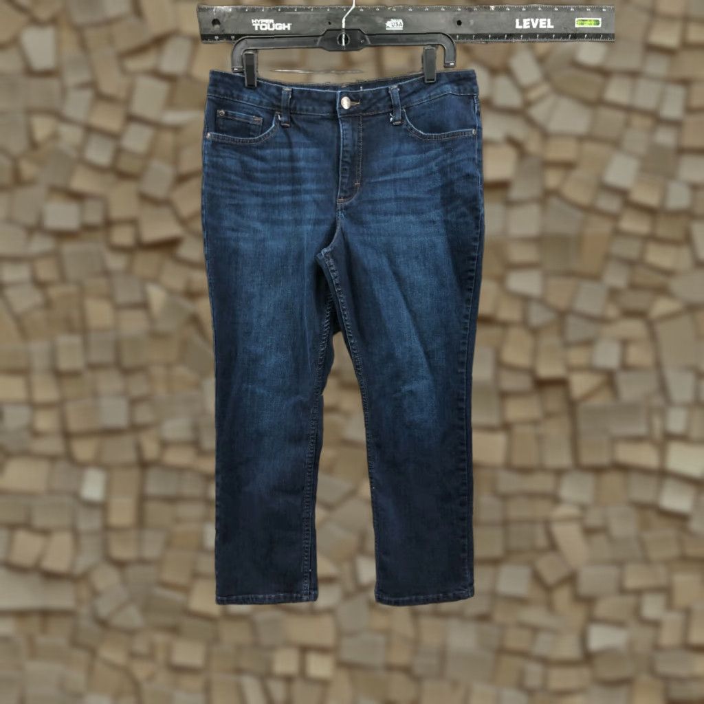 Lee Lee Jeans Regular Fit Straight Jeans 14P Petite Womens Mid Rise Dark Blue Wash 32x25.5 5-Pocket Denim Cotton Belt Loops XL? Size 36" / US 14 / IT 50 - 1 Thumbnail
