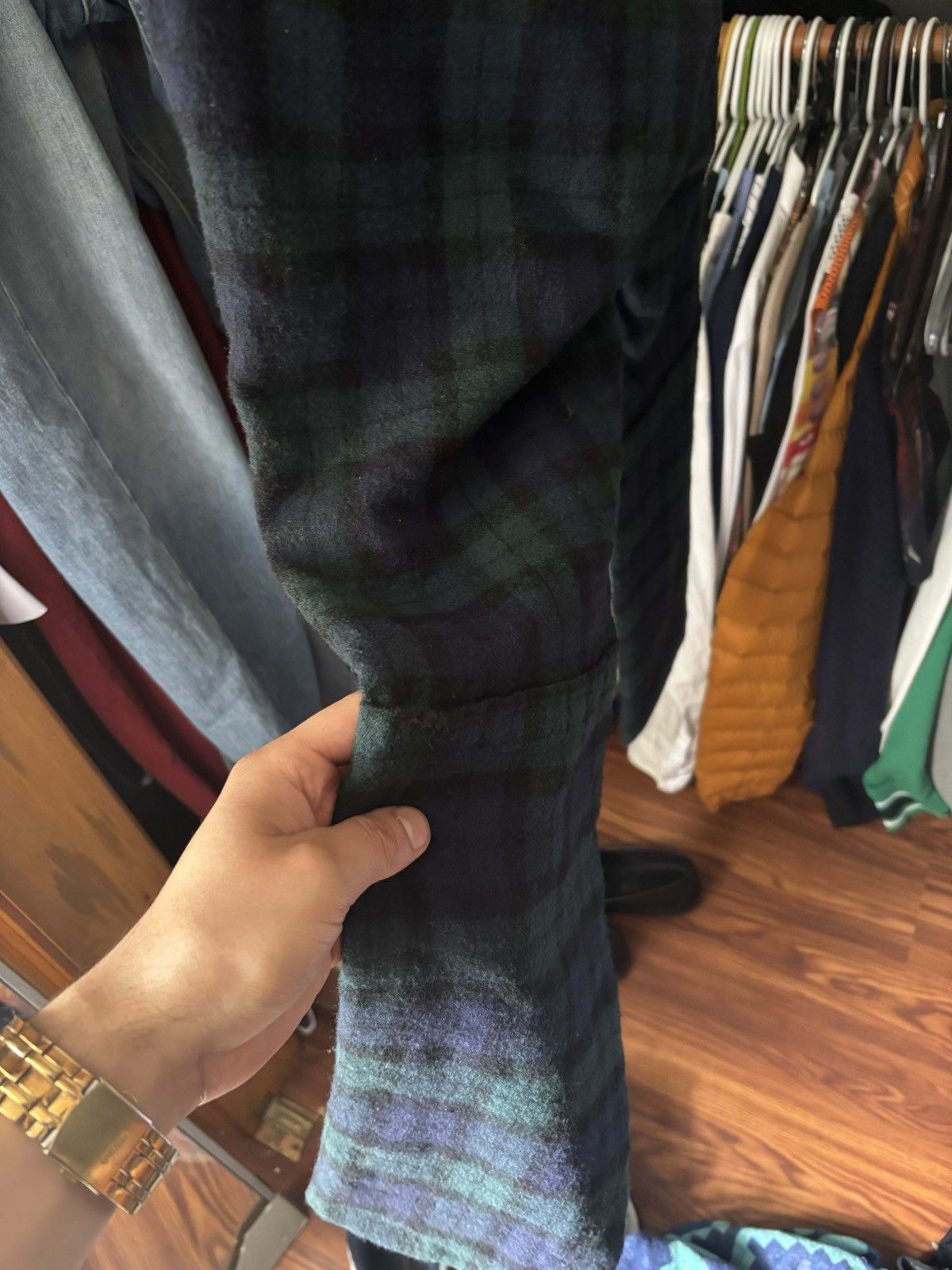 Undercover Undercoverism Green and Navy Plaid Pants Size US 32 / EU 48 - 6 Thumbnail