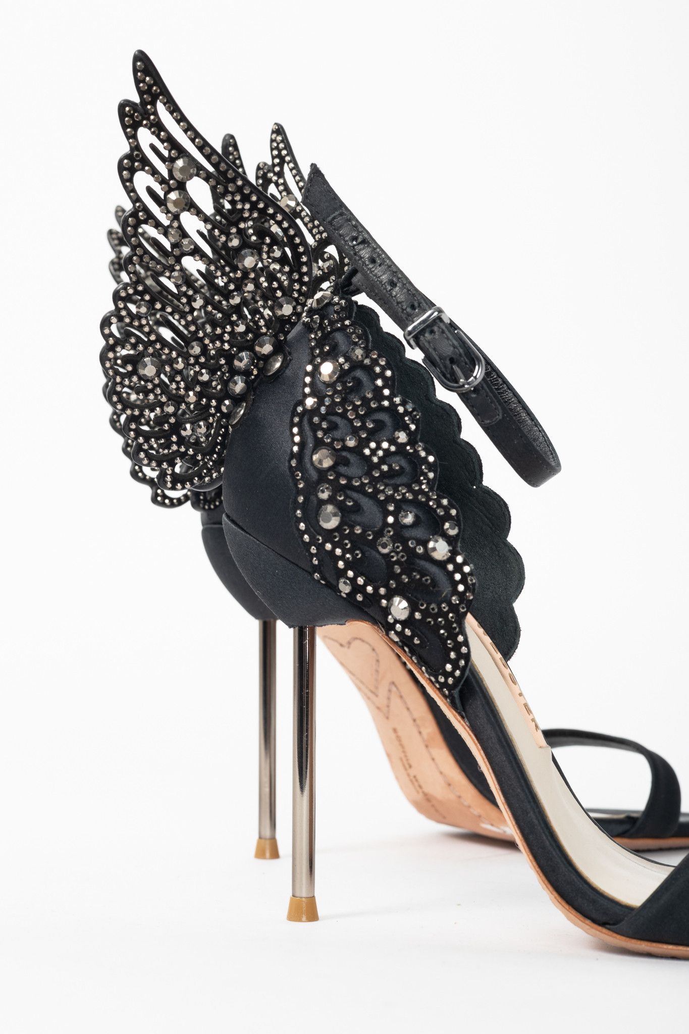 Sophia Webster Sophia Webster Evangeline Crystal-Embellished Satin Sandals Size US 4.5 / IT 34.5 - 8 Thumbnail