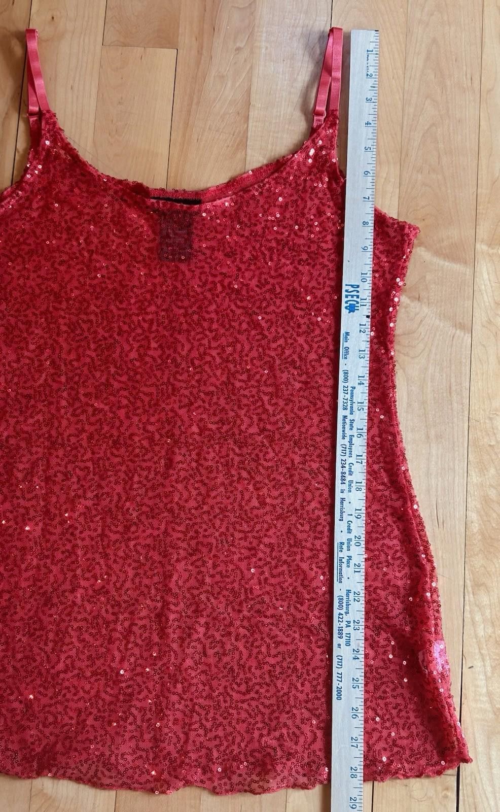 Other Tank Top Orange Red Sequins Sheer Sleeveless Stretch Mermaid Size L / US 10 / IT 46 - 9 Thumbnail
