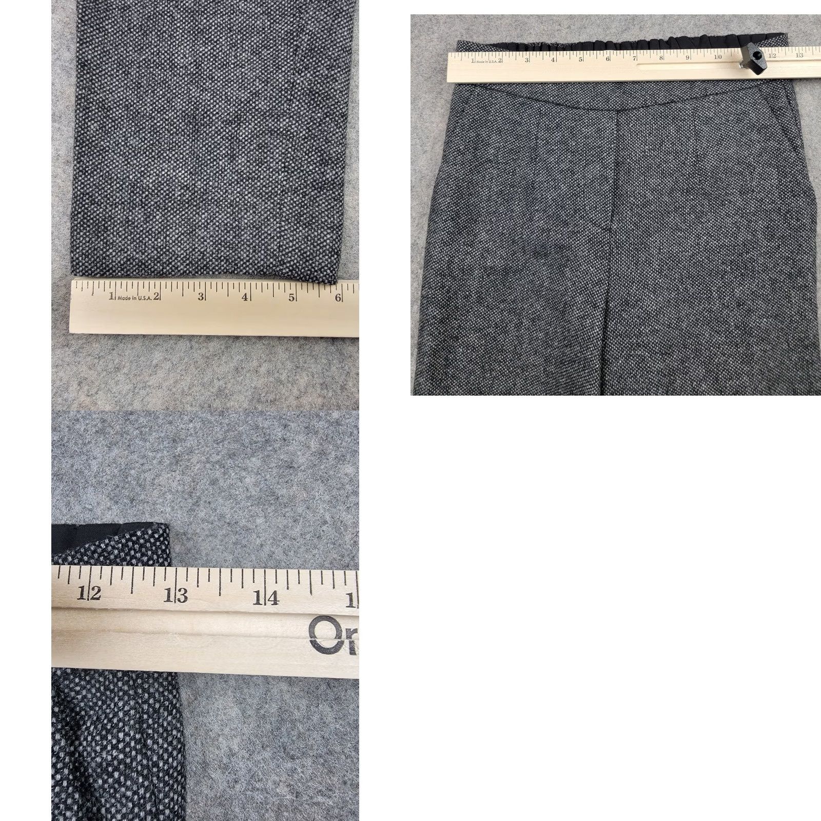 Vintage Babaton Pants Womens Size 0 Gray Wool Blend Pull On Elastic Waist Tweed Trousers Size 25" / US 0 / IT 36 - 9 Thumbnail