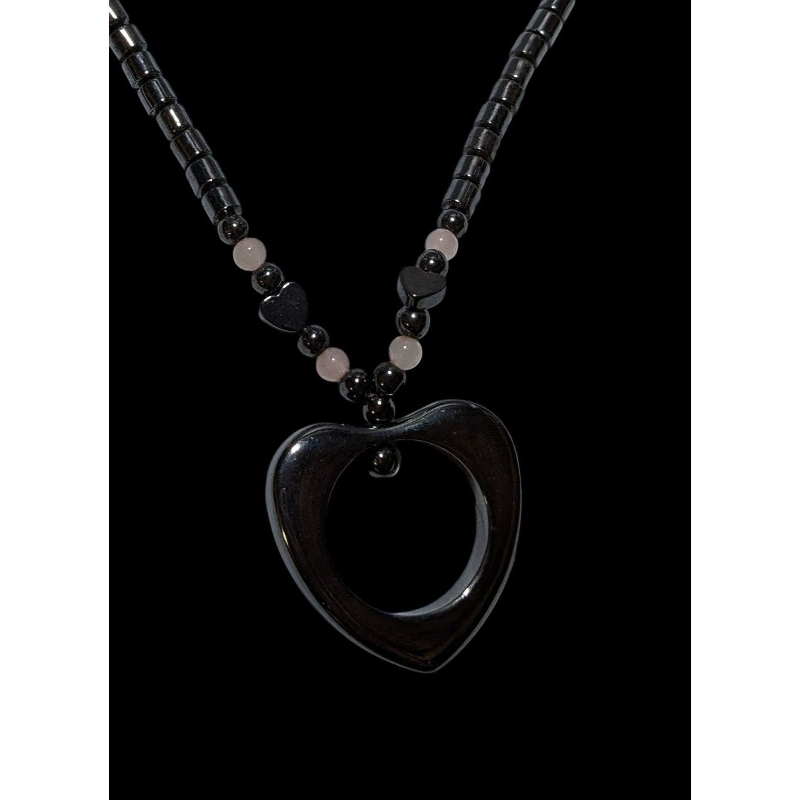 Other Coquette Open Heart Hematite Pink Quartz Necklace Size ONE SIZE - 4 Thumbnail