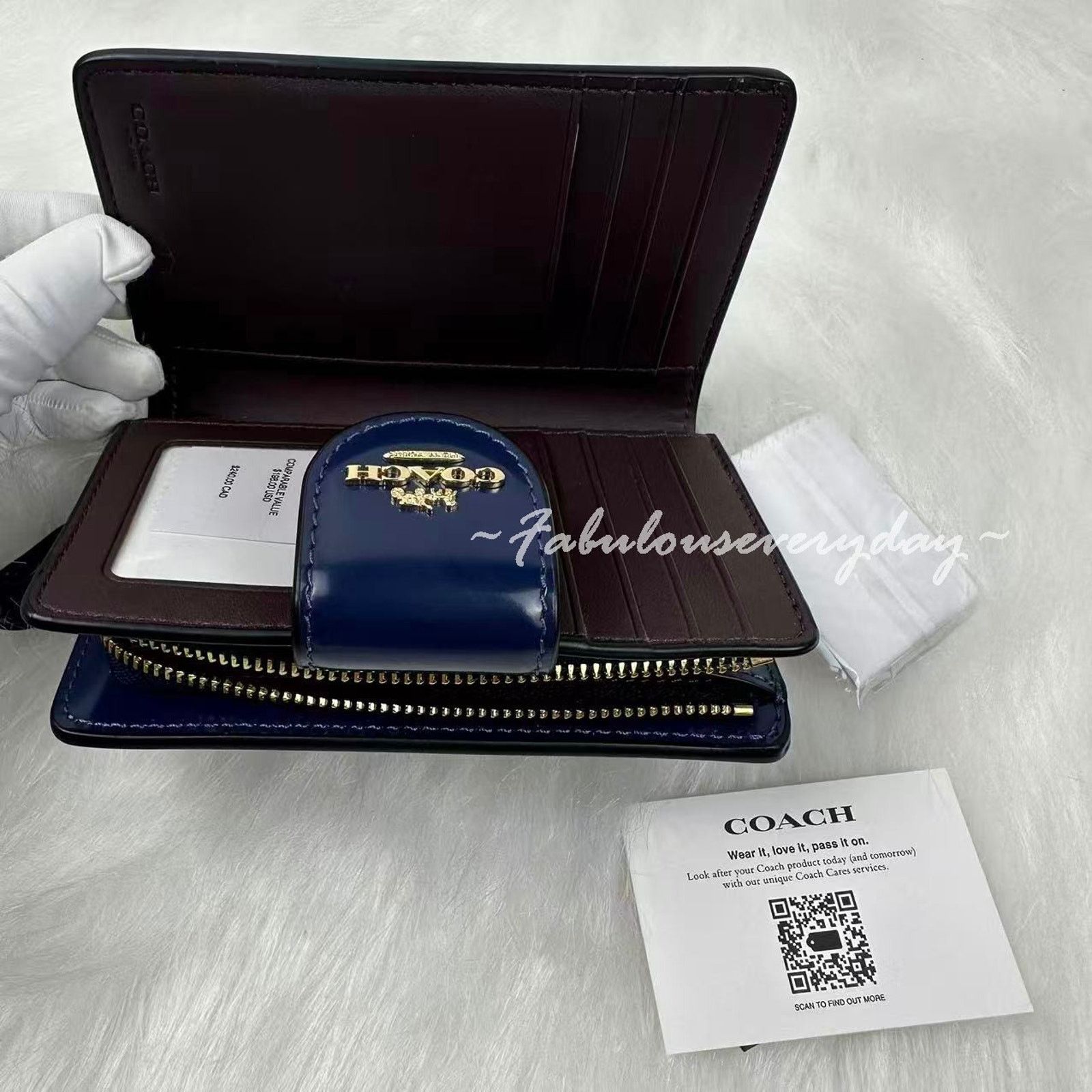 Coach Coach Medium Corner Zip Wallet In Leather/Gold/True Navy Size ONE SIZE - 6 Thumbnail