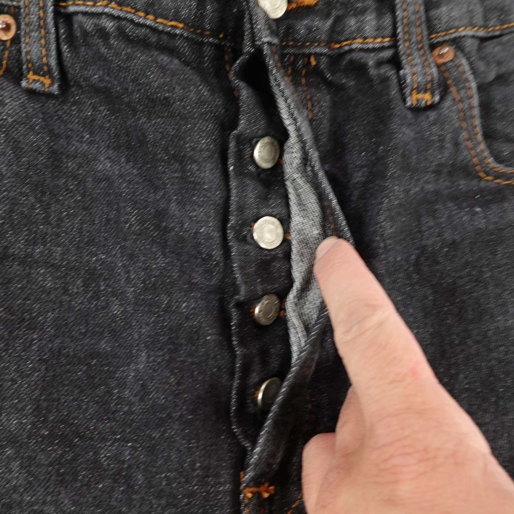 Levi's Levi's 501 Jeans Mens 38x30 Black Straight Leg Button Fly Cotton Denim Size US 38 / EU 54 - 4 Thumbnail
