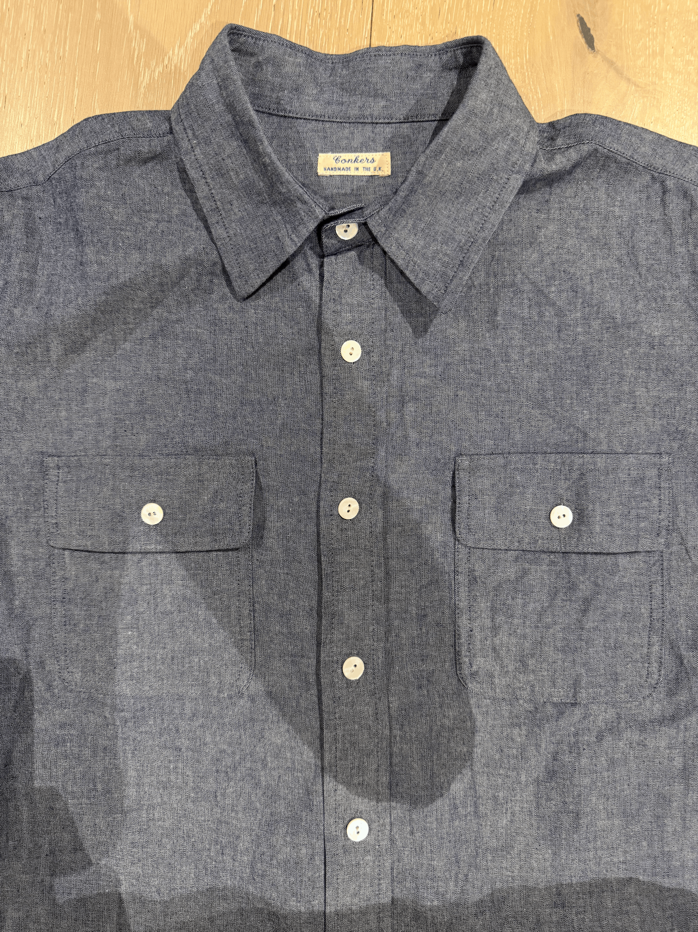 Other 💚 1/25 Conkers Miller Shirt Cotton Chambray Oldham Blue NEW Size US M / EU 48-50 / 2 - 6 Thumbnail