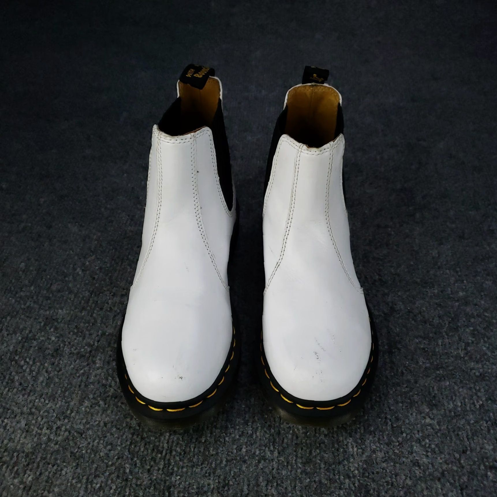 Dr. Martens Dr. Martens Chelsea Boots Womens Size 7 White Leather Boots 2976 Chelsea Pattern Solid Round Toe Pull On Unisex Adults Boot Leather Mens Womens Size US 5 / IT 35 - 3 Thumbnail