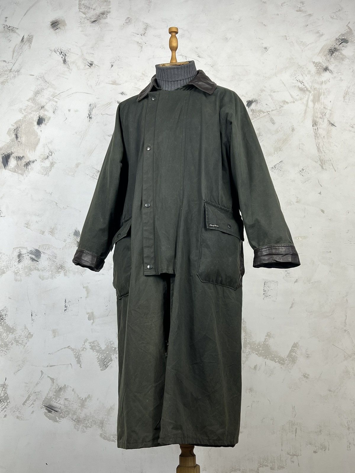 Vintage Waxed Oilskin Long Coat Outdoor Country Bushman Duster L-XL Size US L / EU 52-54 / 3 - 1 Thumbnail