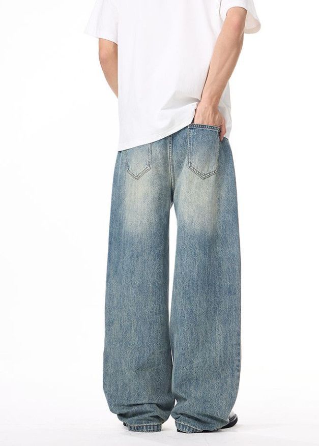 Japanese Brand American street whiskered baggy wide-leg jeans for men Size US 32 / EU 48 - 4 Thumbnail