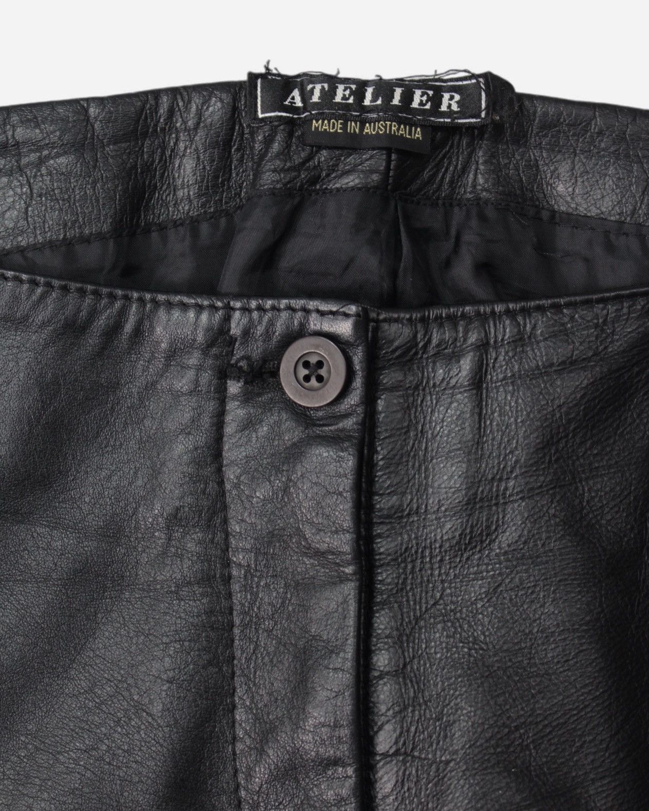 Vintage 1990S ATELIER COW LEATHER PANTS Size US 30 / EU 46 - 3 Thumbnail