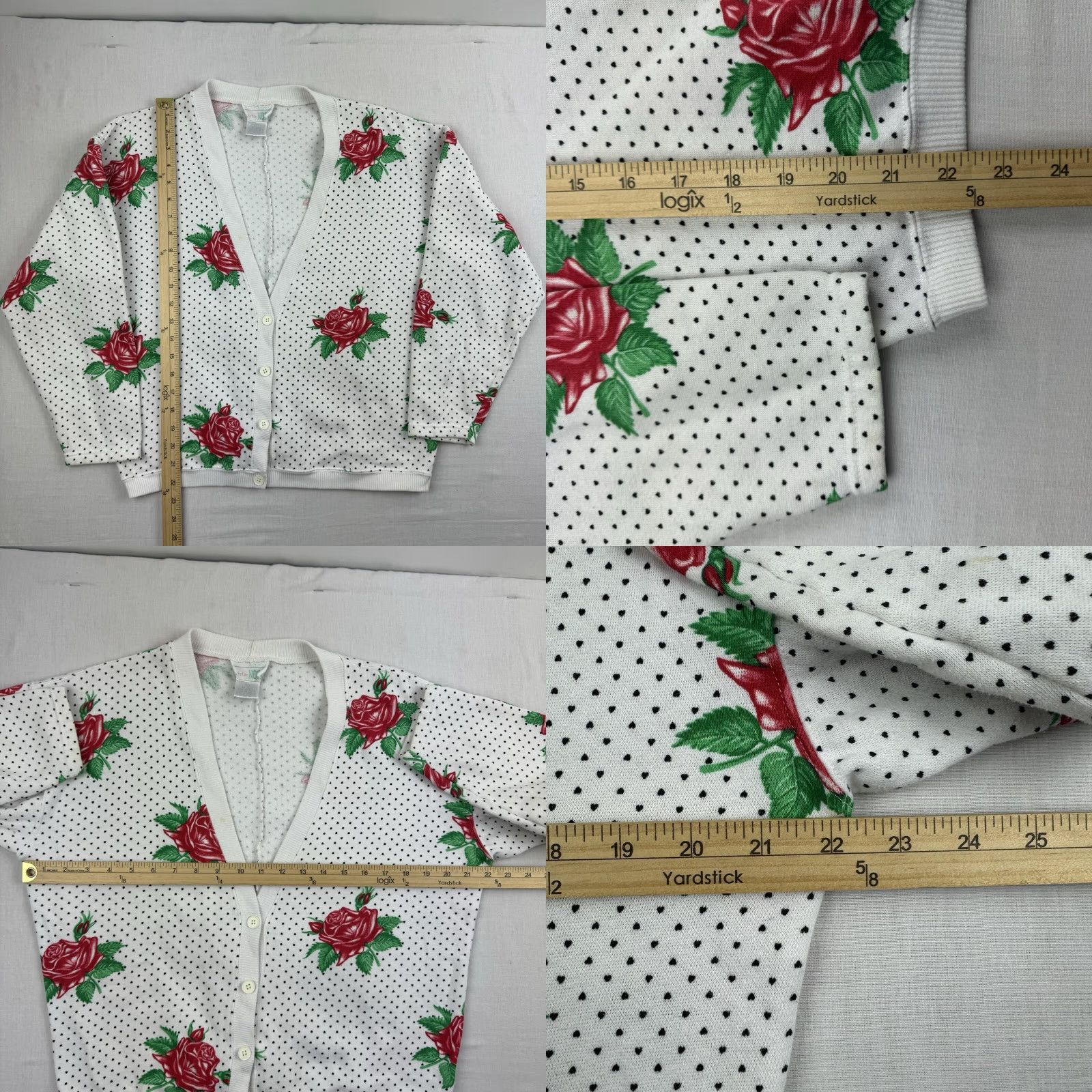 Vintage Vintage Yes Vintage Rose Cardigan Sweatshirt Women Small White Floral Button Up 80s Size S / US 4 / IT 40 - 8 Thumbnail