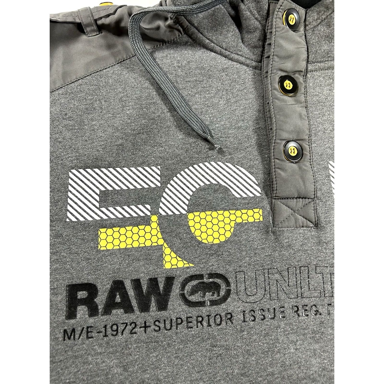 Vintage VINTAGE Eckō Unltd. Raw & Uncut Sweatshirt Gray Y2K Hooded Large Hip Hop Mens Size US L / EU 52-54 / 3 - 6 Thumbnail
