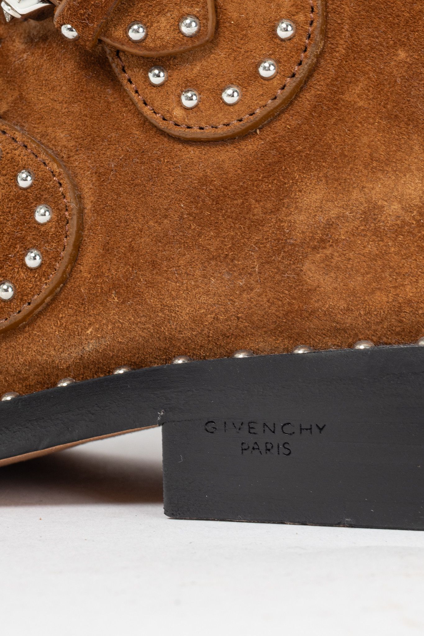 Givenchy Givenchy Elegant Prue Brown Suede Studded Buckle Ankle Boots Size US 6 / IT 36 - 9 Thumbnail