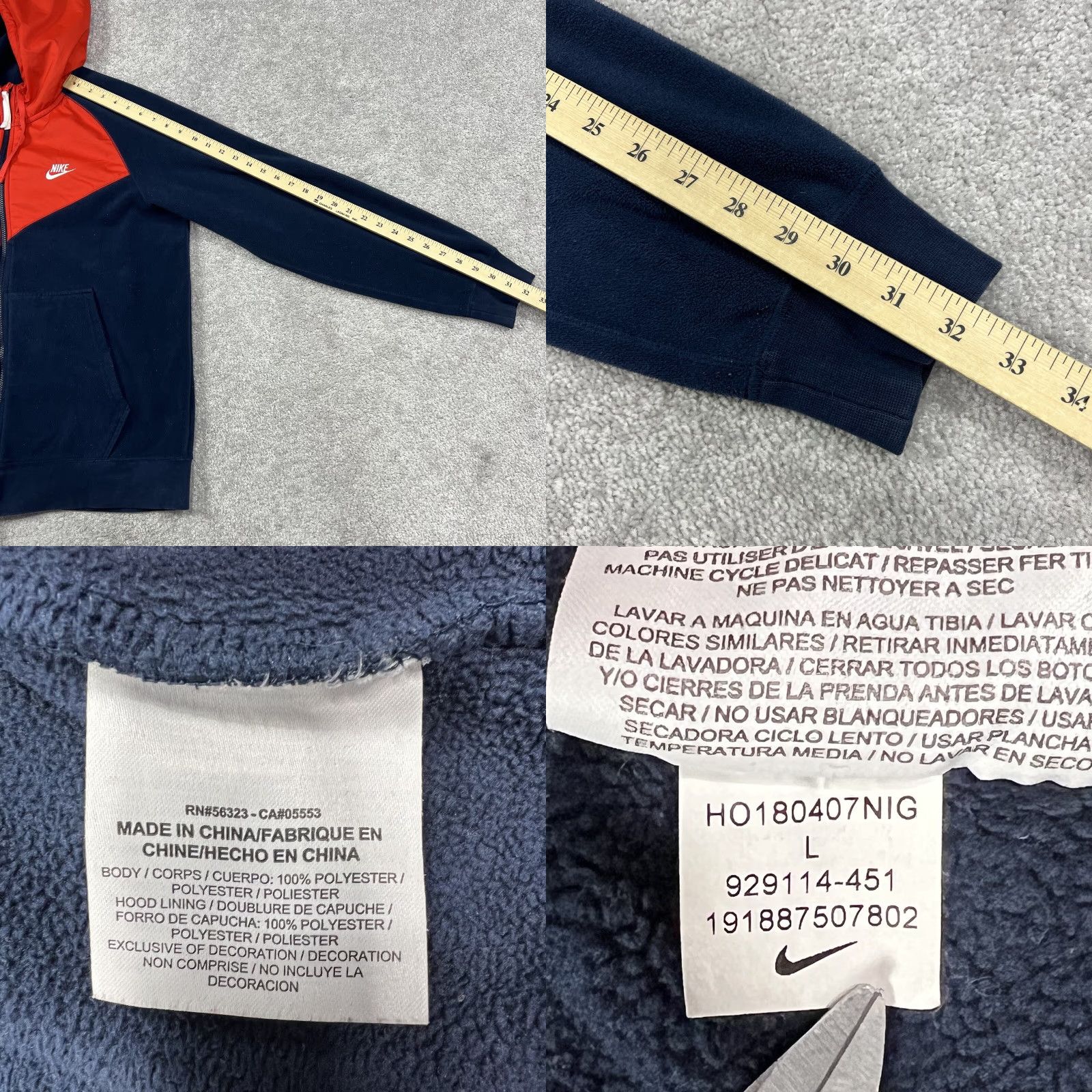 Nike VINTAGE? Nike Jacket Mens L Athleticwear Windrunner Polar Fleece Blue/Red Full Zip Size US L / EU 52-54 / 3 - 9 Thumbnail