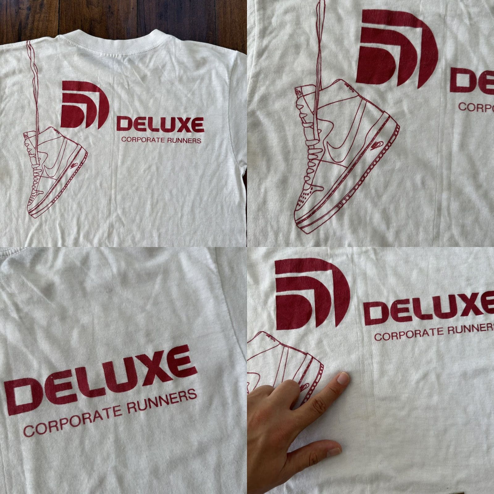 VINTAGE Nike T Shirt Mens White 80s 70s 90s Airship Outline Rare Short Sleeve Crew Neck Jordan Dunk