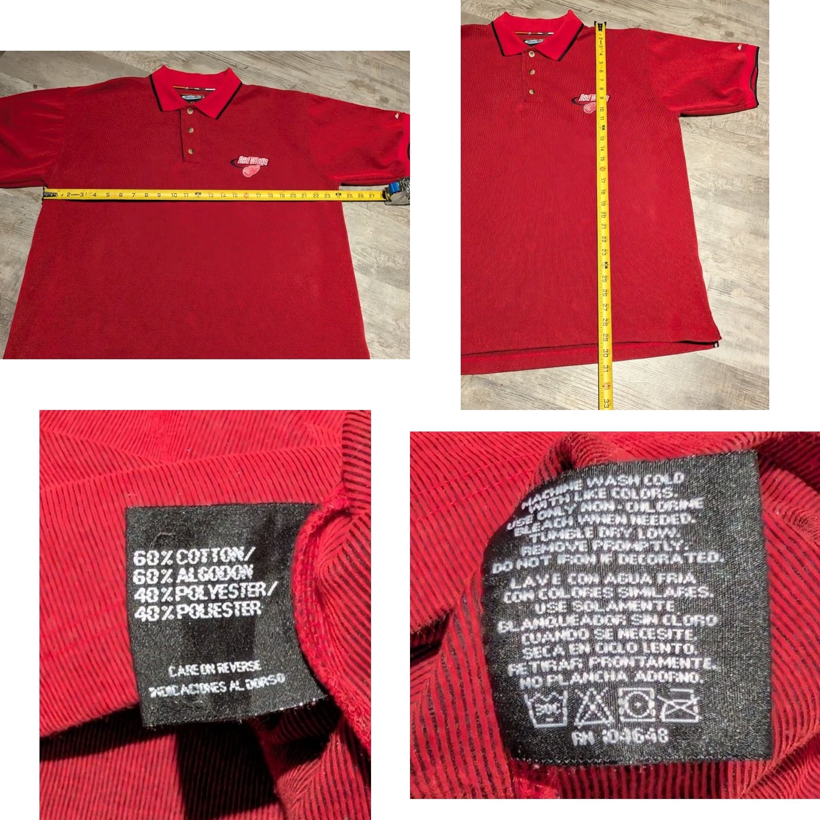 Vintage VINTAGE The Coolest Game NHL Polo Shirt Red Detroit Red Wings Mens XL Striped 90s Hockey Size US XL / EU 56 / 4 - 8 Thumbnail