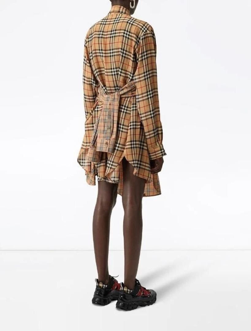 Burberry Burberry Vintage Checkered Silk and Cotton Shirt Dress Size M / US 6-8 / IT 42-44 - 2 Thumbnail