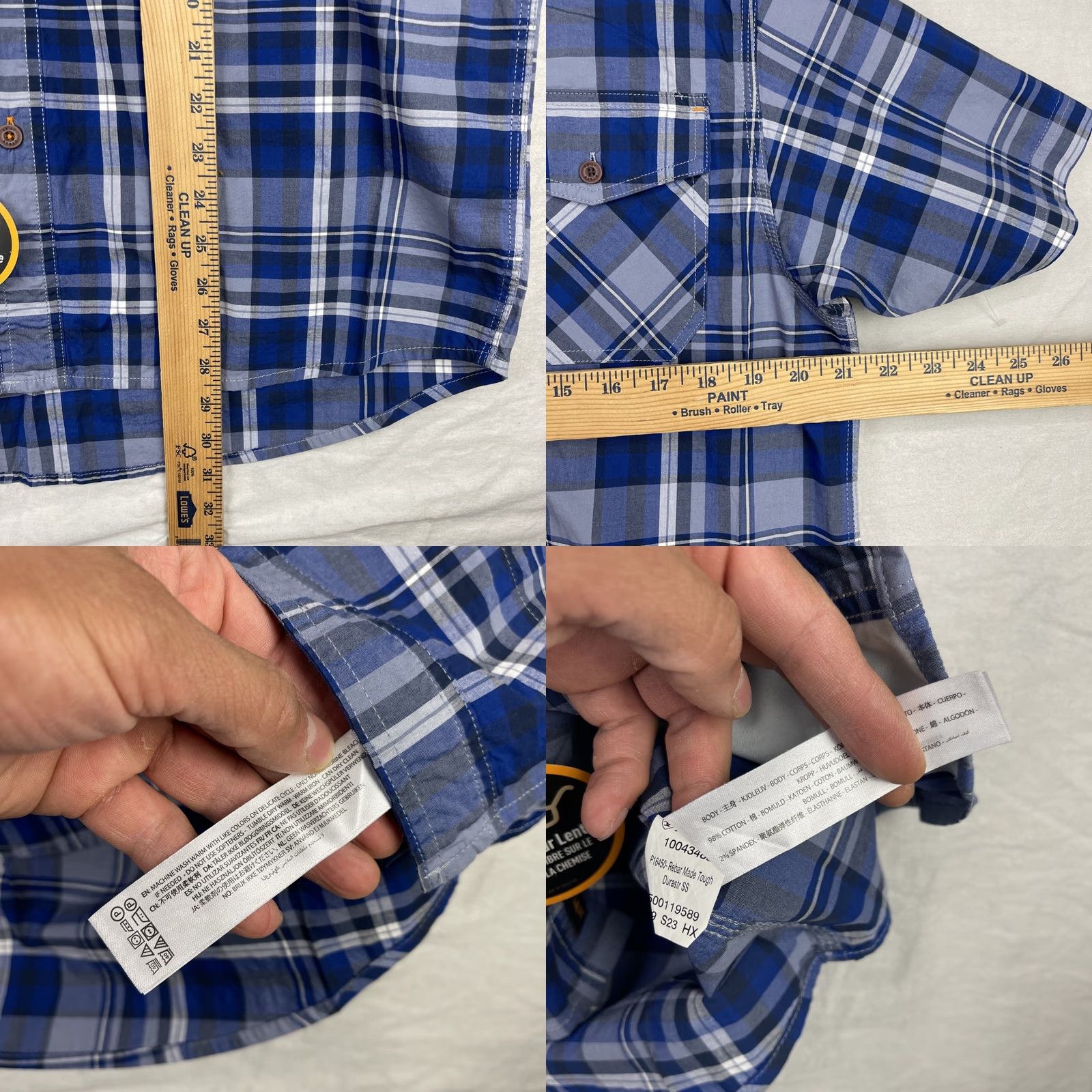 Ariat Ariat Rebar Shirt Mens Small Blue Plaid Durastretch Button Down Work Wear Pocket Size US S / EU 44-46 / 1 - 8 Thumbnail