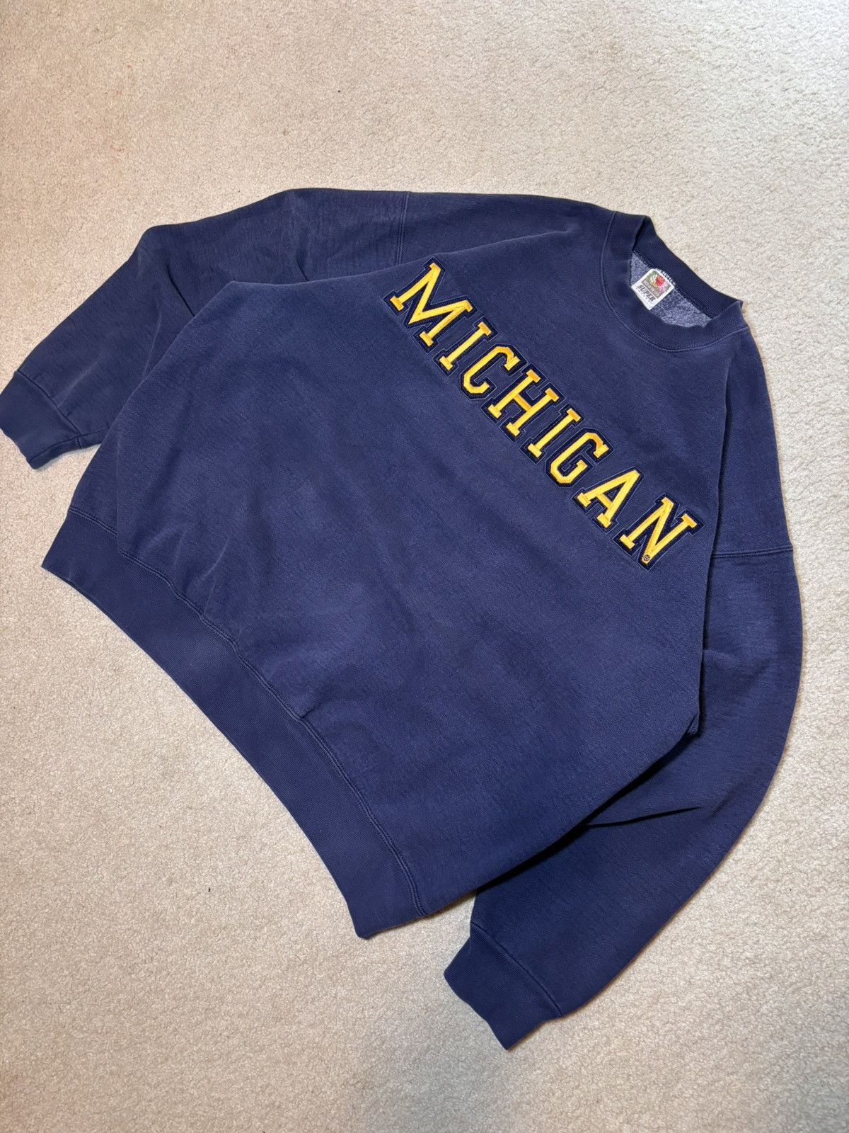 Fruit Of The Loom Vintage Michigan Crewneck Single Stitch 90s 2XL Made In USA Size US XXL / EU 58 / 5 - 7 Thumbnail