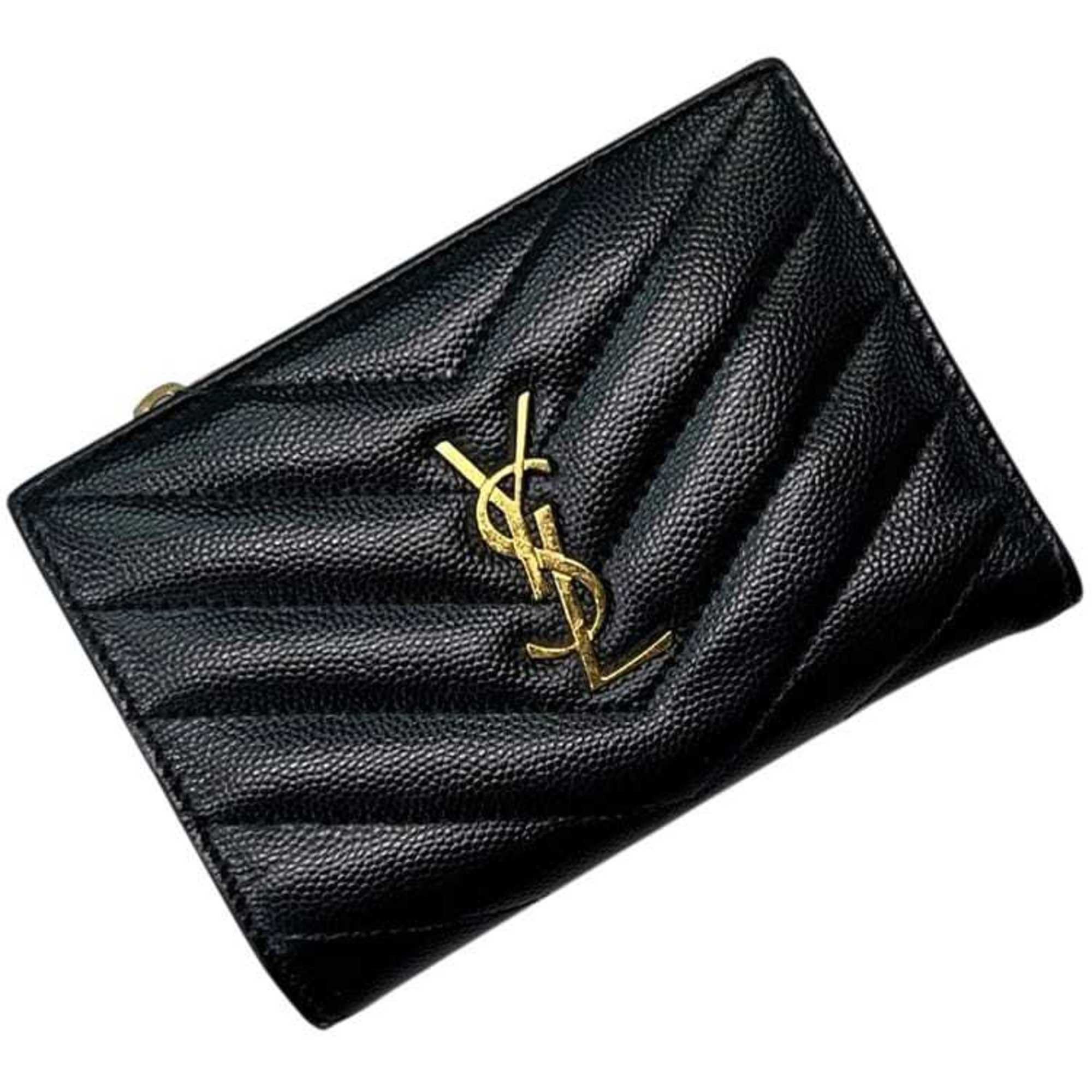 Saint Laurent Paris Saint Laurent Bi-fold Wallet f-25184 Black 575974 Leather 0121 SAINT LAURENT PARIS YSL Mini Compact V-stitch Quilted Men's Women's Size ONE SIZE - 1 Thumbnail