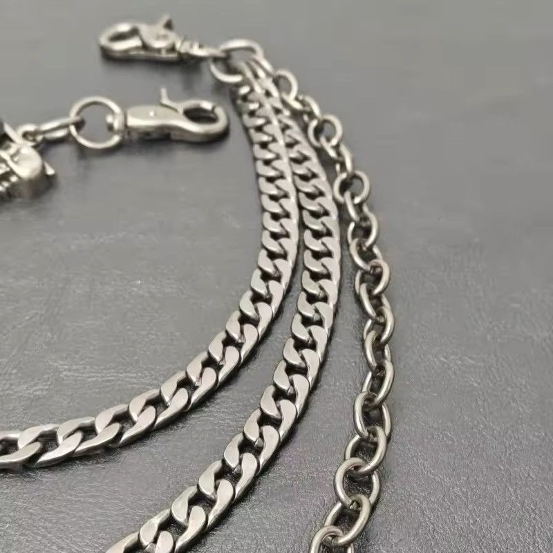 Jewelry Three Layers Double Skull Head Punk Chain Pants Size ONE SIZE - 5 Thumbnail