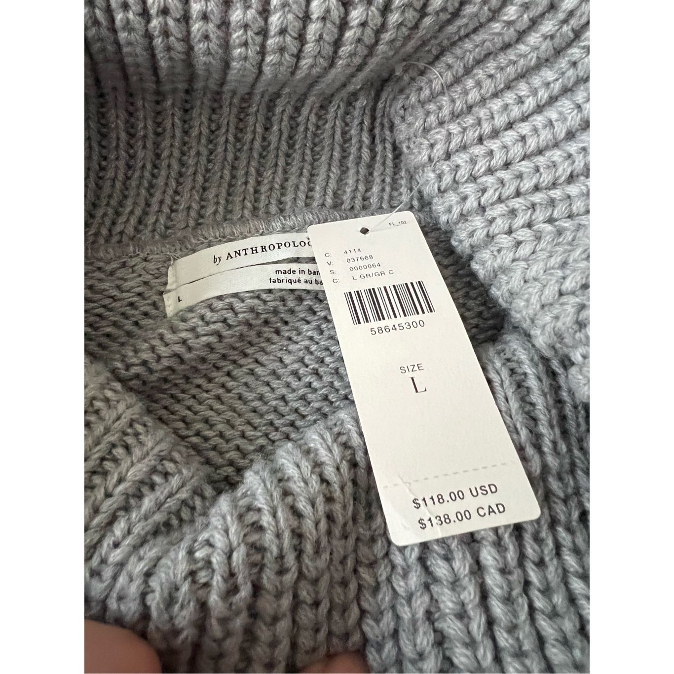 Anthropologie Anthropologie NWT Split Back Sweater Grey Sz L Size L / US 10 / IT 46 - 3 Thumbnail