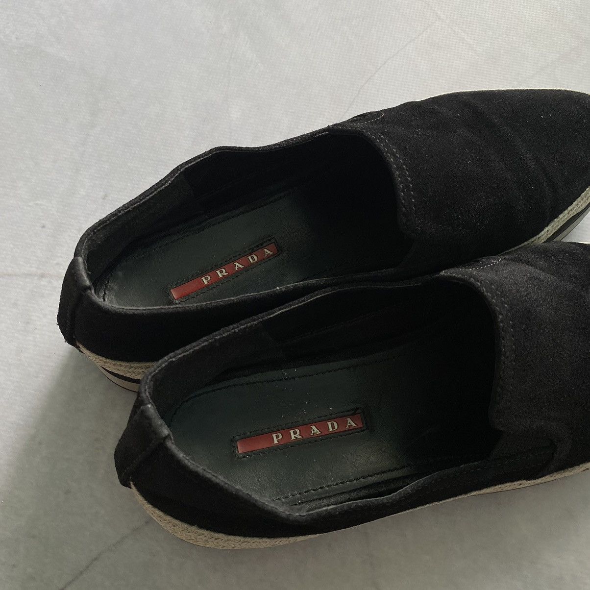Designer × Prada Prada Slip-On Boat Sneakers Suede Black Luxury Shoes Size US 5.5 / EU 38 - 8 Thumbnail
