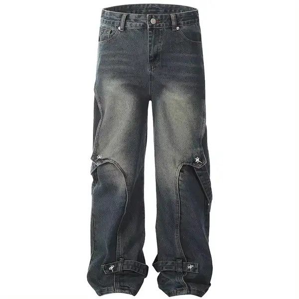 VIBE Design Hip Hop Baggy Washed Retro Loose Jeans y2k Size US 35 - 1 Thumbnail