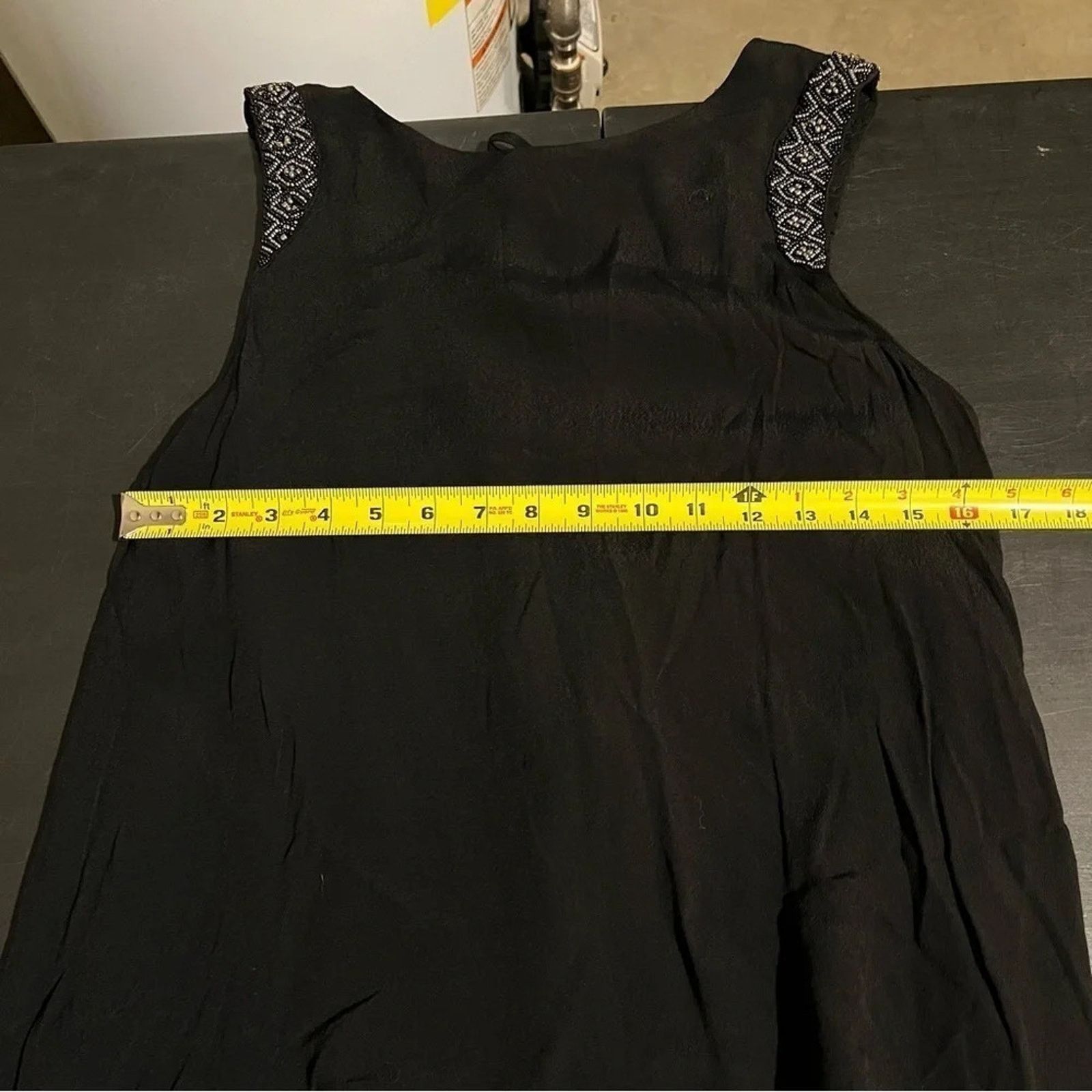 Miss Me Miss Me Black Tie Up Open Back Beaded Tank Top Sz M - NWT Size M / US 6-8 / IT 42-44 - 7 Thumbnail