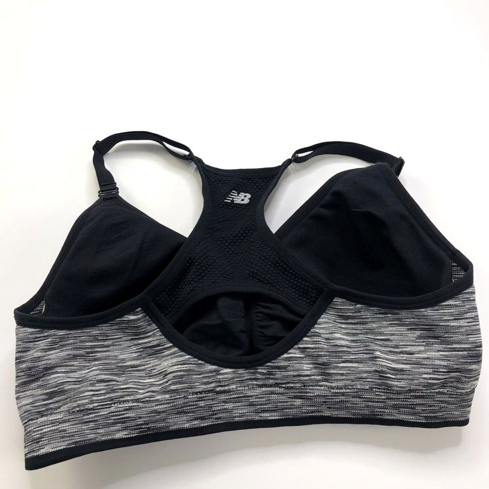 New Balance New Balance Sports Bra Womens XL Black?Gray Size ONE SIZE - 4 Thumbnail